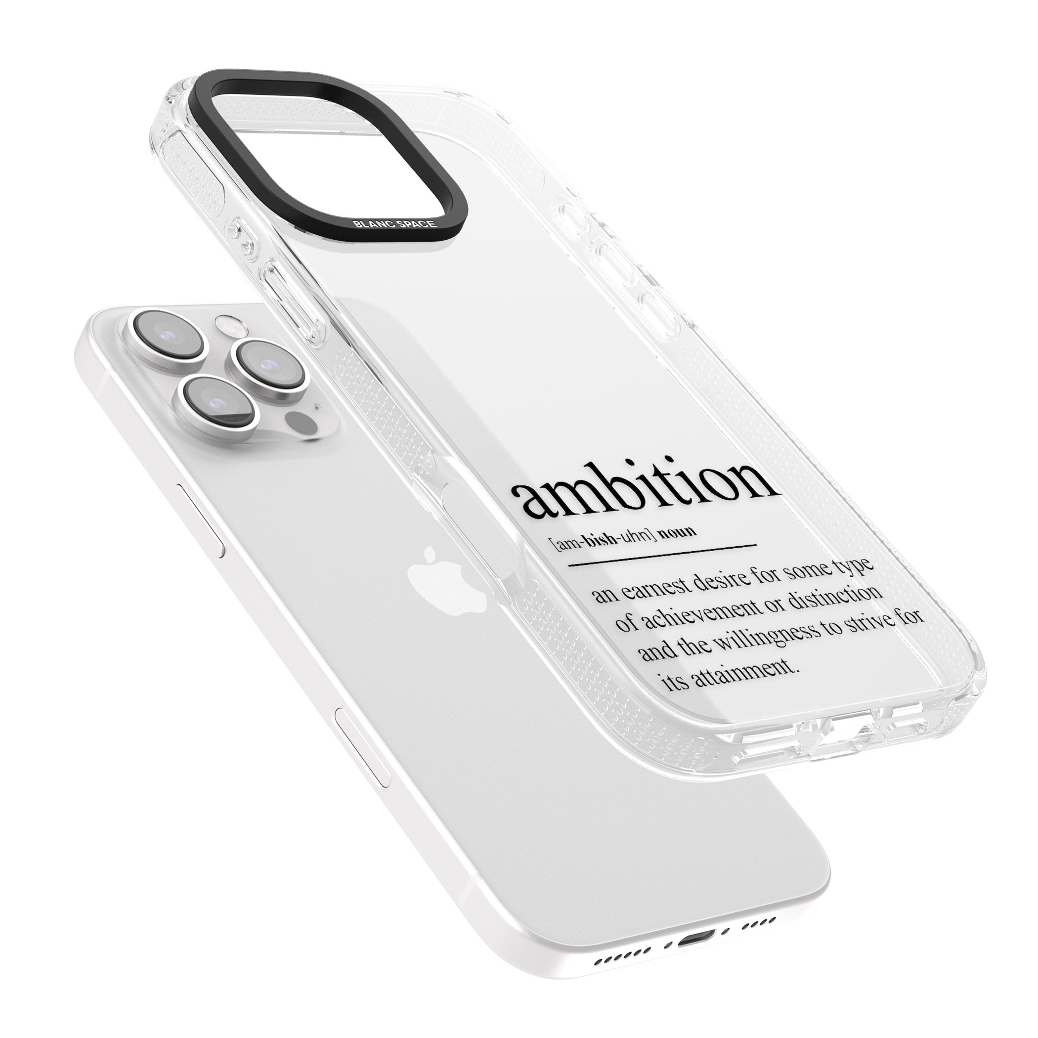 Ambition iPhone 16 Pro Max / 16 Pro Clear Case Impact Air - Blanc Space