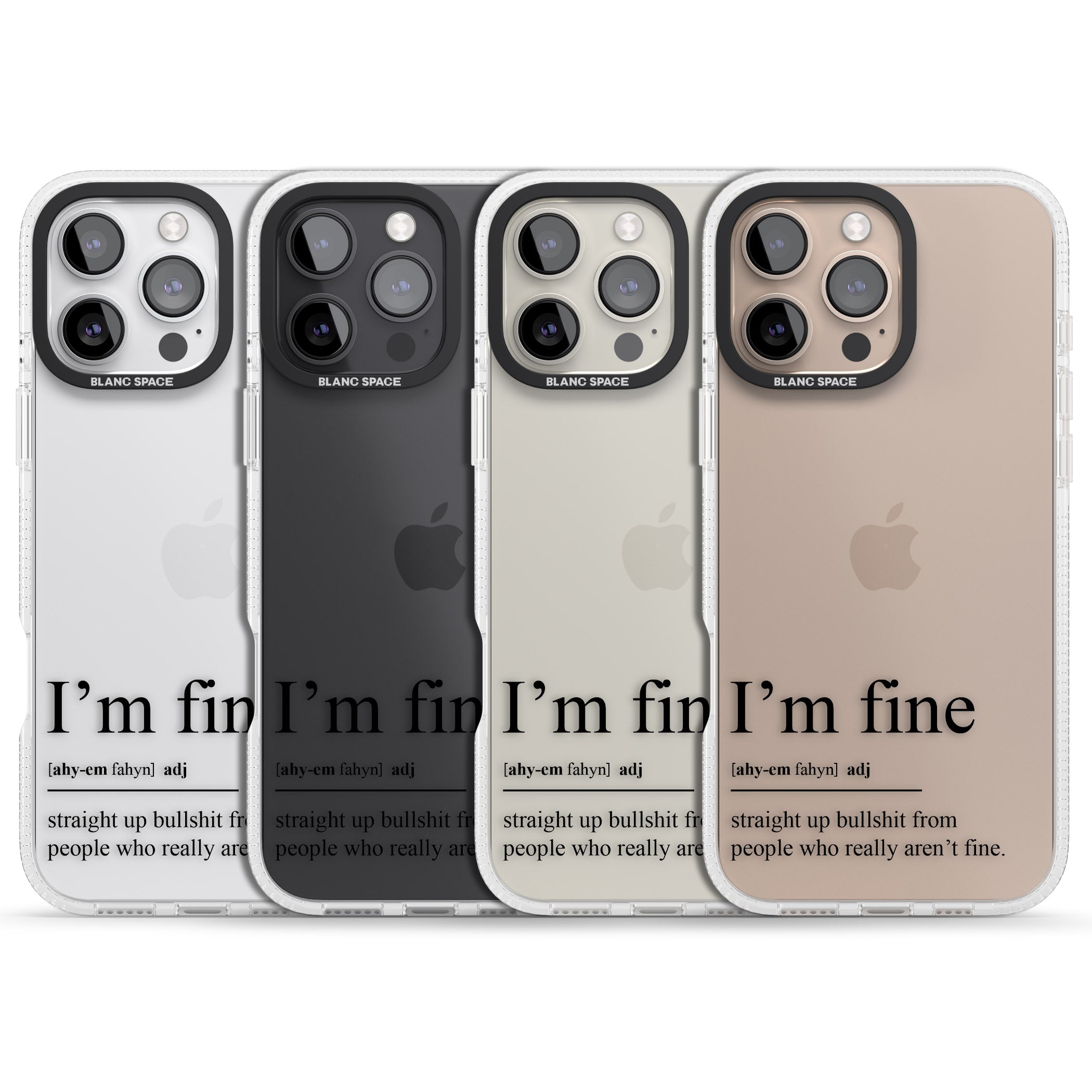 I'm Fine iPhone 16 Pro Max / 16 Pro Clear Case Impact Air - Blanc Space