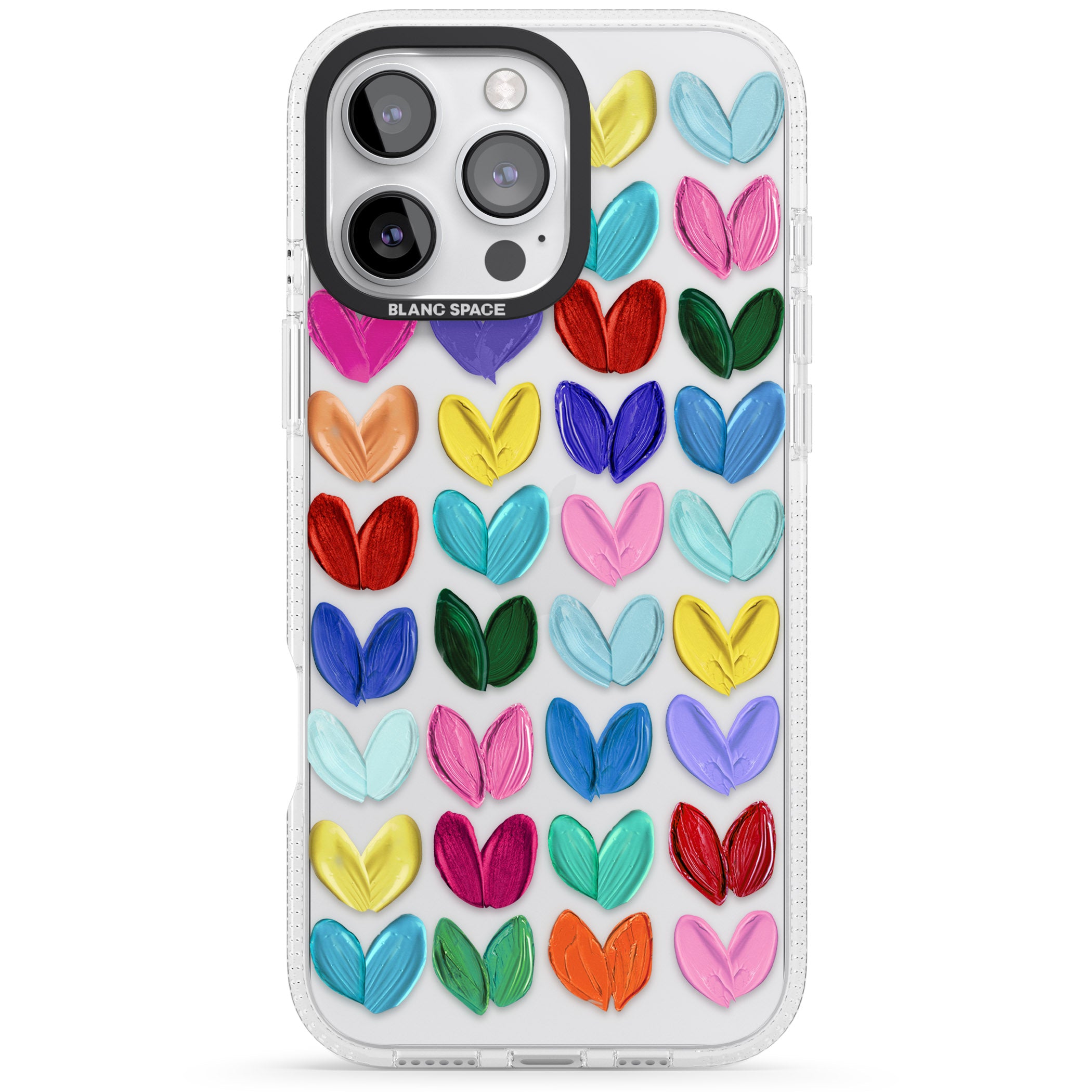 Oil Painted Hearts iPhone 16 Pro Max / 16 Pro Clear Case Impact Air - Blanc Space