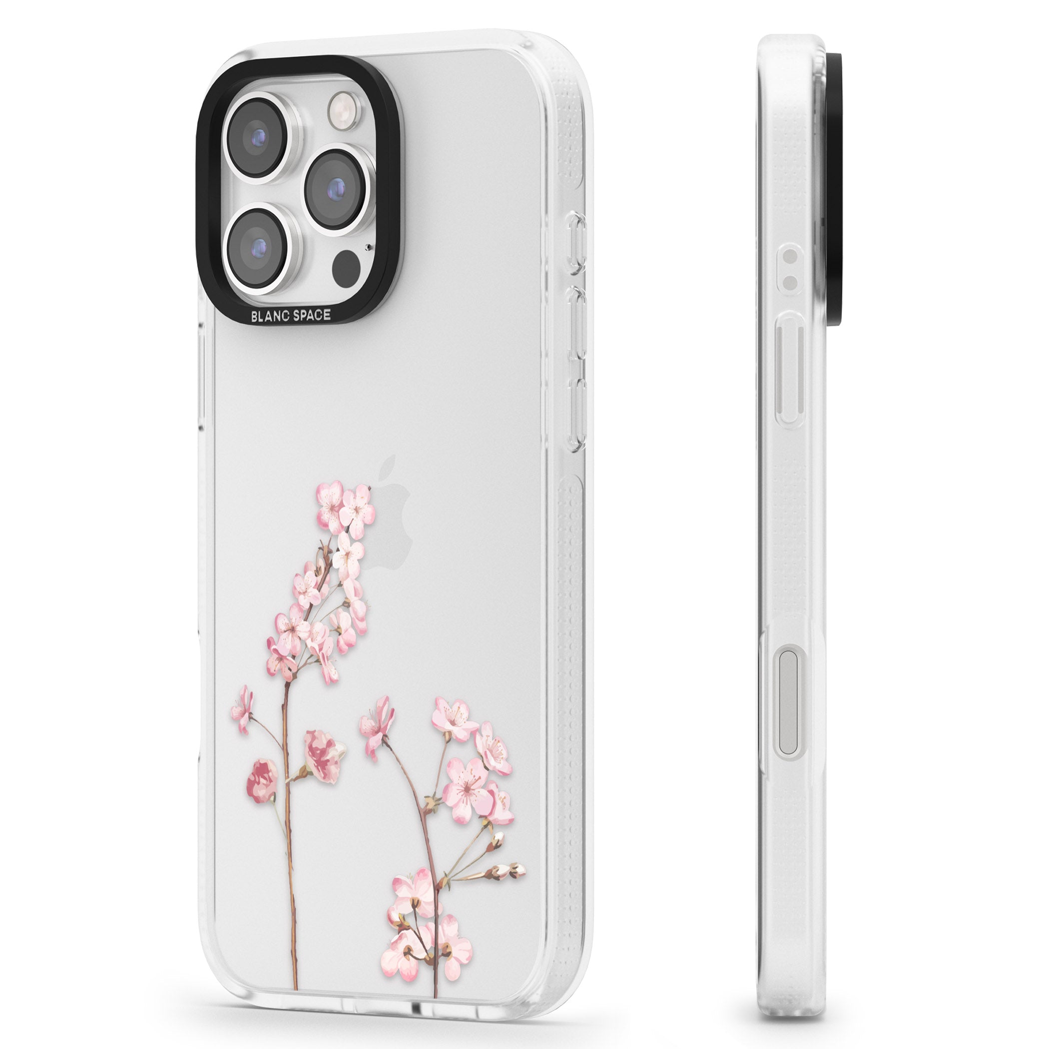 Blossom Flower iPhone 16 Pro Max / 16 Pro Clear Case Impact Air - Blanc Space