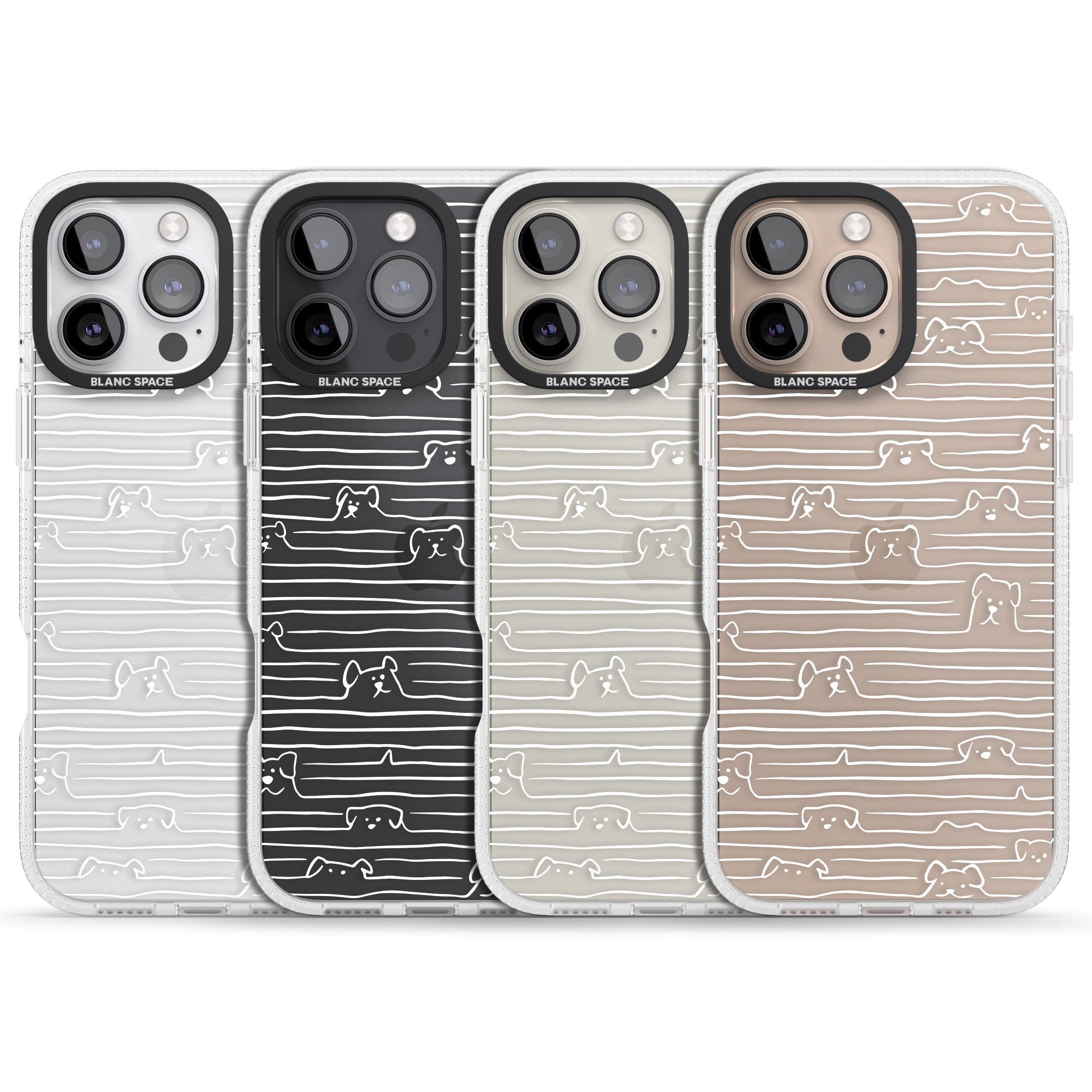 Dog Line Art - White iPhone 16 Pro Max / 16 Pro Clear Case Impact Air - Blanc Space