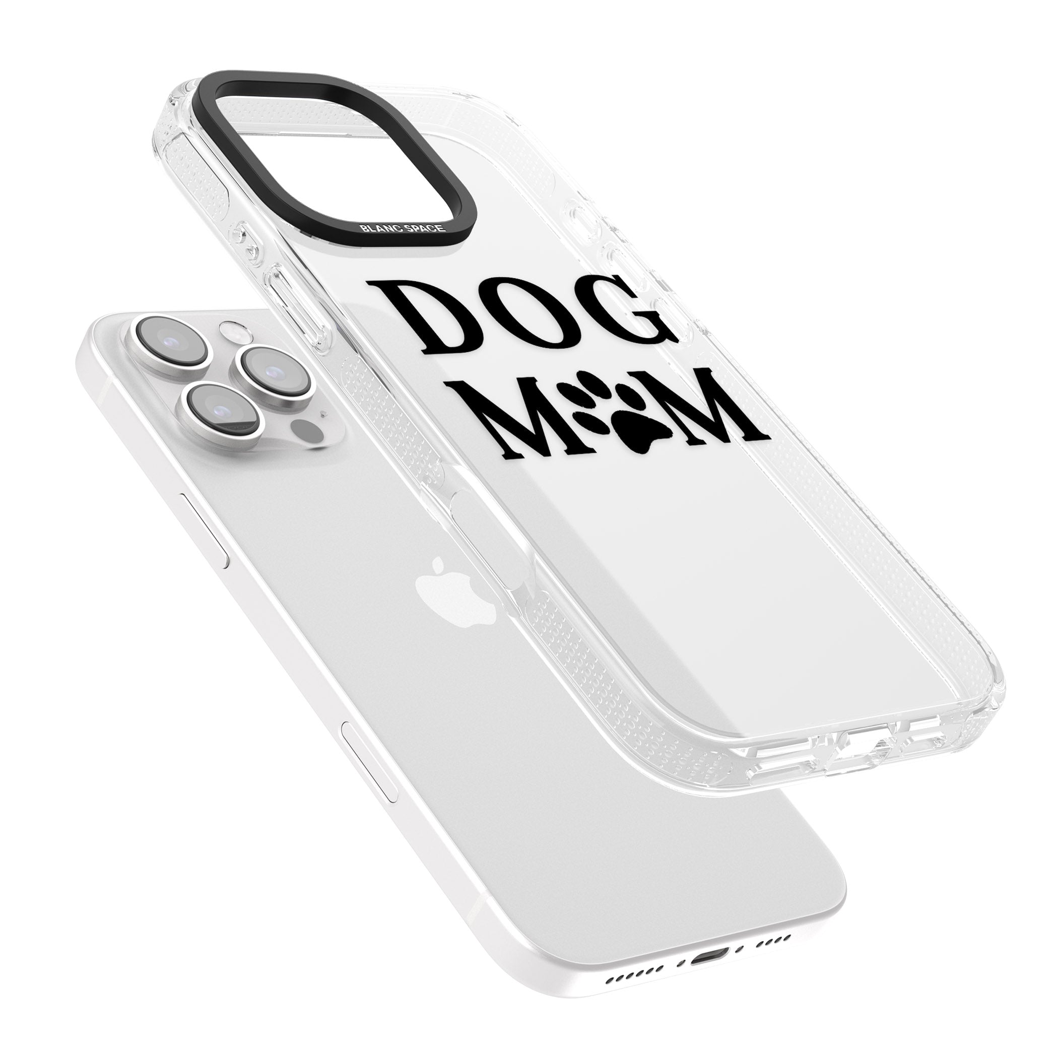 Dog Mom Paw Print iPhone 16 Pro Max / 16 Pro Clear Case Impact Air - Blanc Space