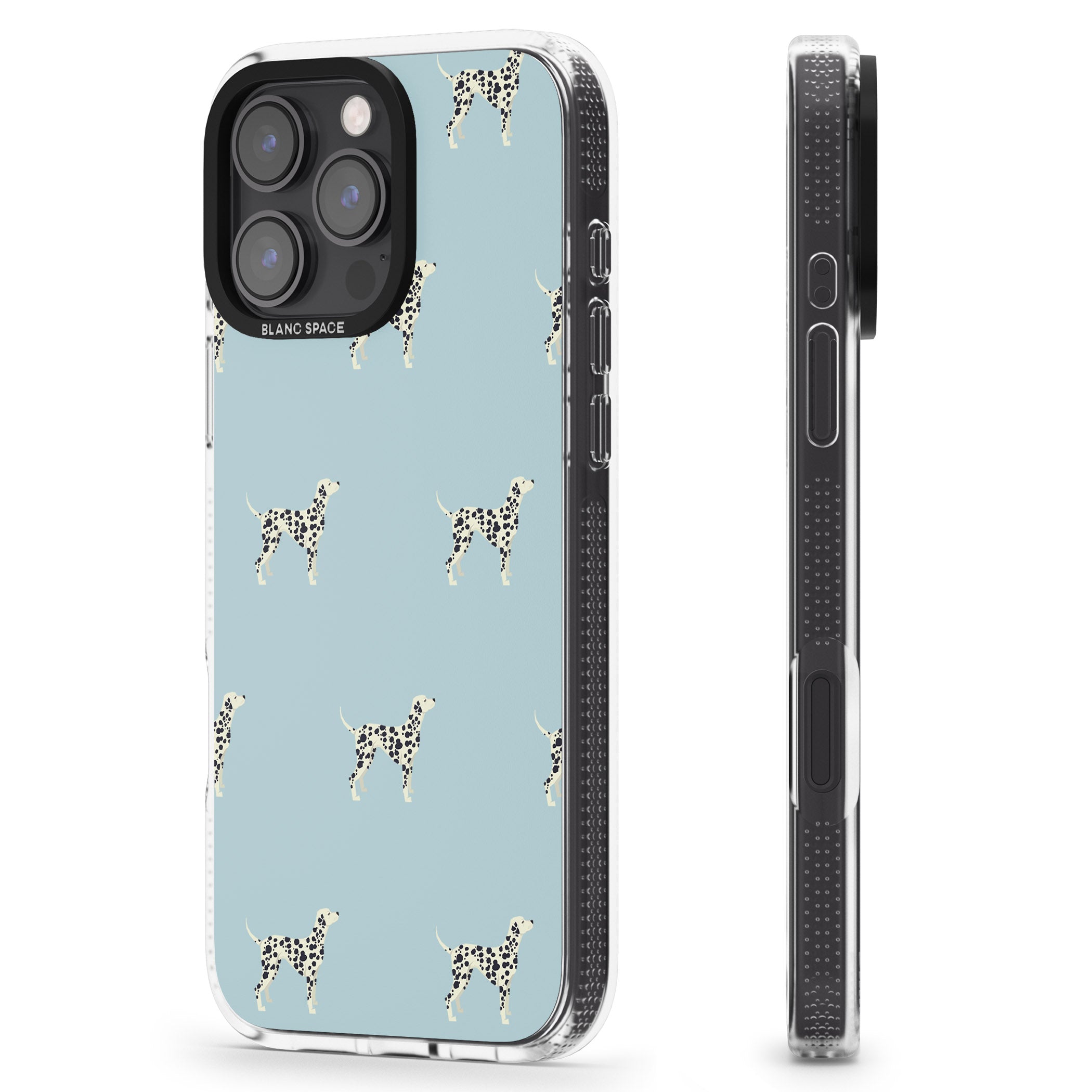 Dalmation Dog Pattern iPhone 16 Pro Max / 16 Pro Clear Case Impact Air - Blanc Space
