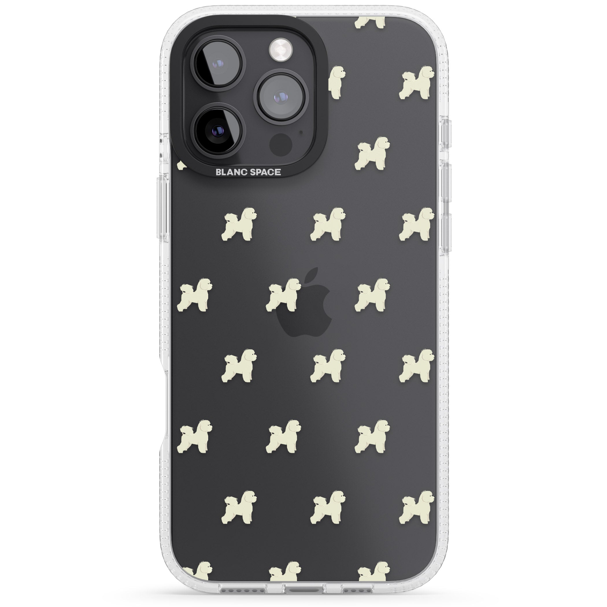 Bichon Frise Dog Pattern Clear iPhone 16 Pro Max / 16 Pro Clear Case Impact Air - Blanc Space