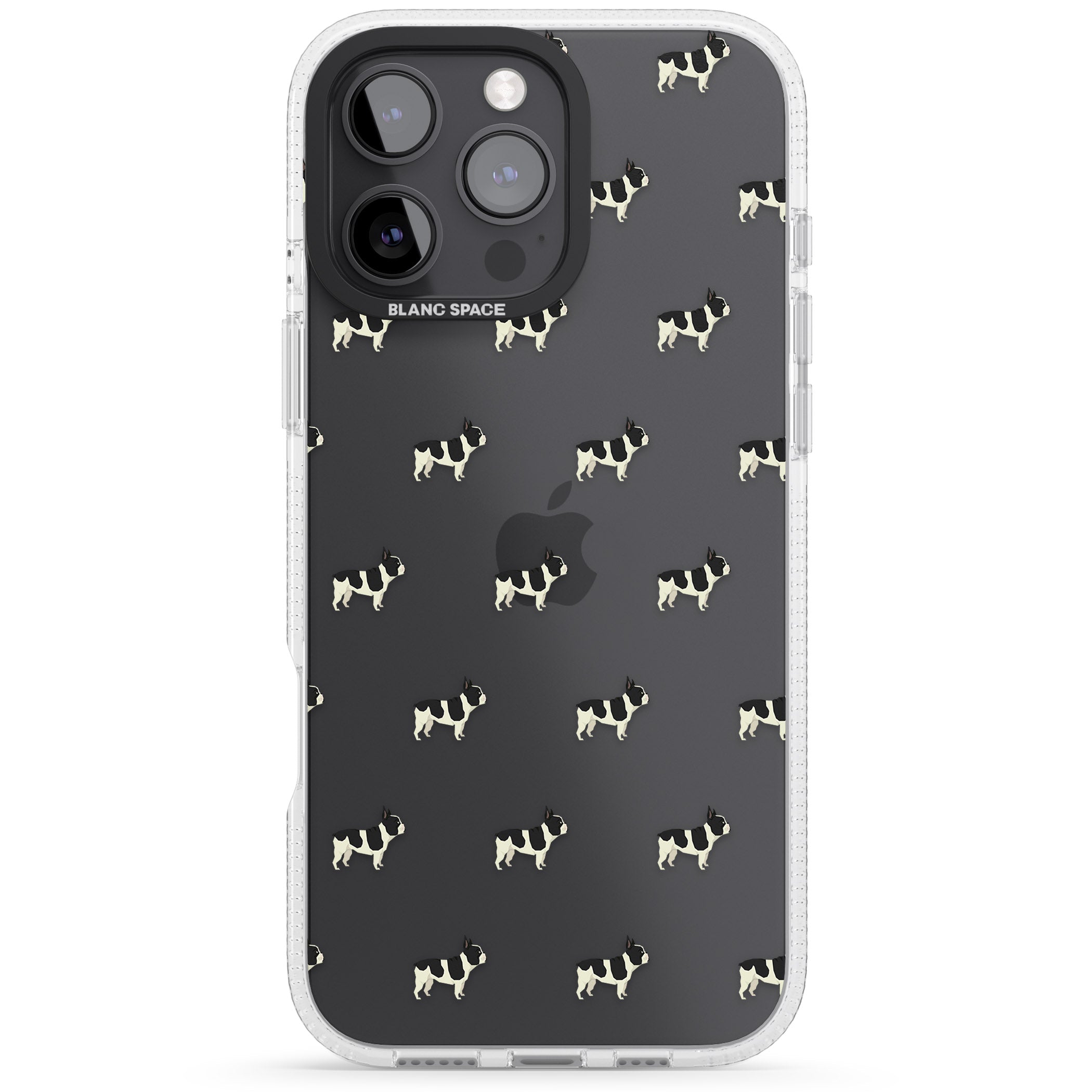 French Bulldog Dog Pattern Clear iPhone 16 Pro Max / 16 Pro Clear Case Impact Air - Blanc Space