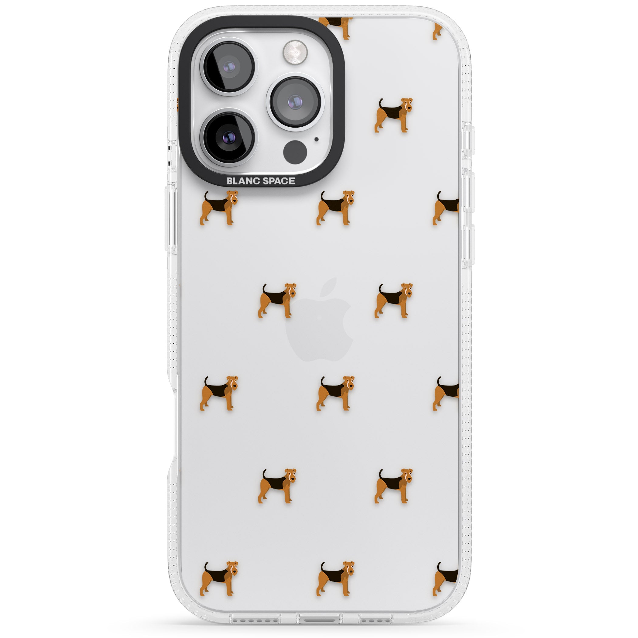 Airedale Terrier Dog Pattern Clear iPhone 16 Pro Max / 16 Pro Clear Case Impact Air - Blanc Space