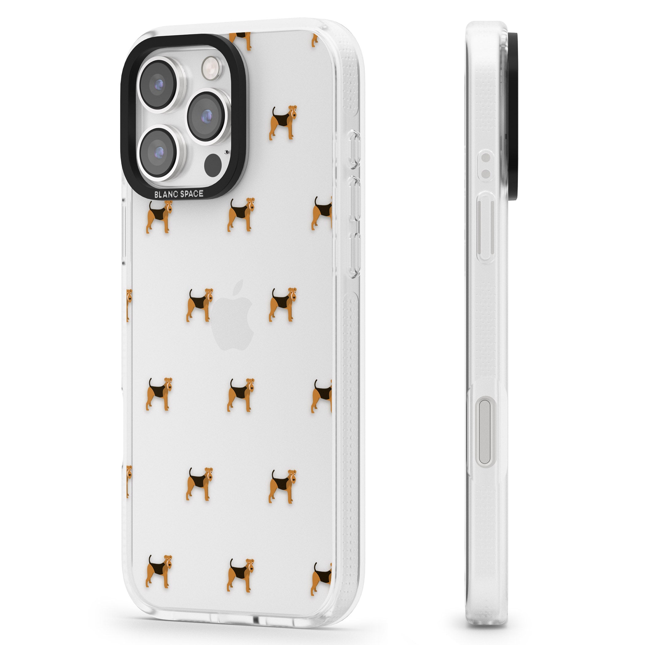 Airedale Terrier Dog Pattern Clear iPhone 16 Pro Max / 16 Pro Clear Case Impact Air - Blanc Space