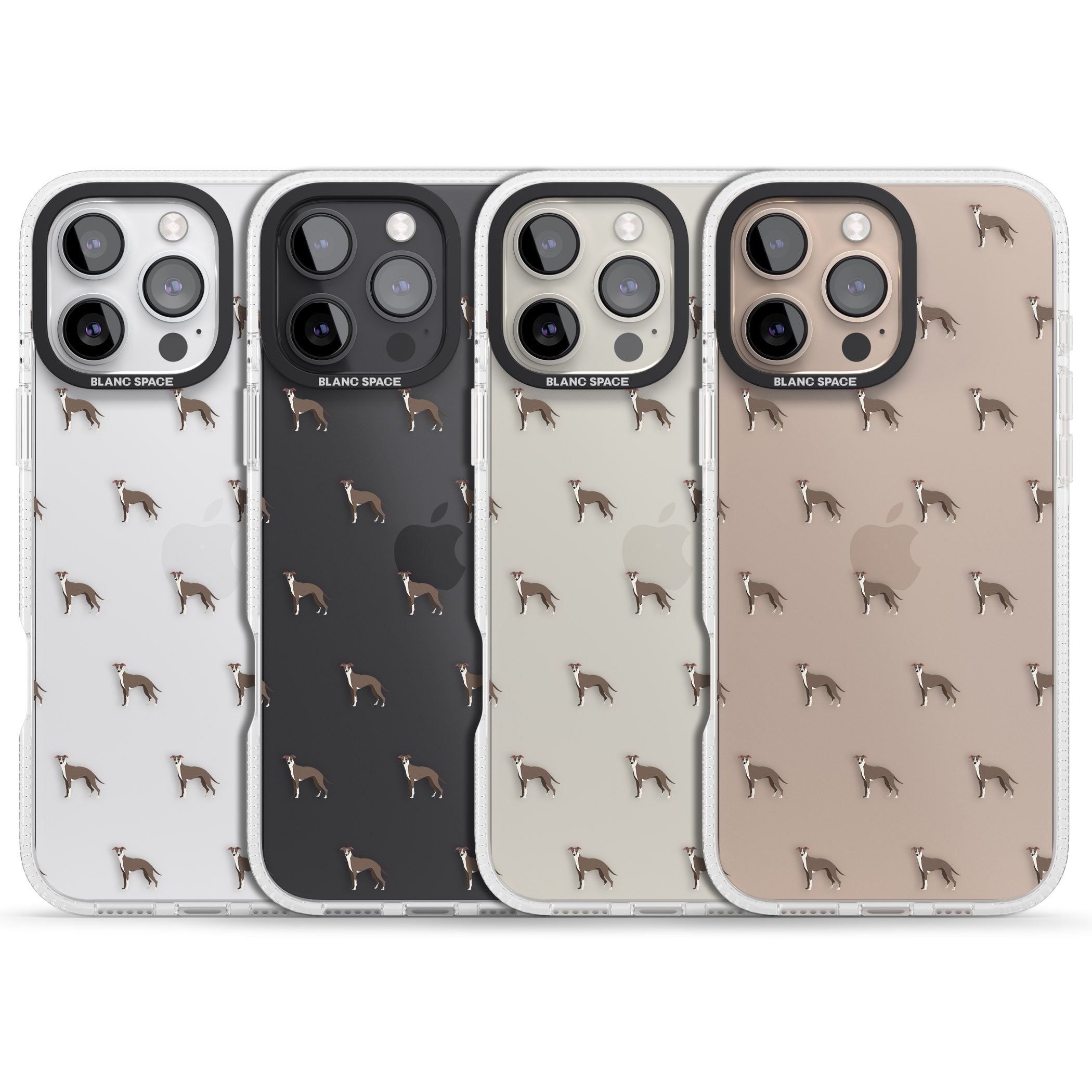 Whippet/Italian Greyhound Dog Pattern Clear iPhone 16 Pro Max / 16 Pro Clear Case Impact Air - Blanc Space