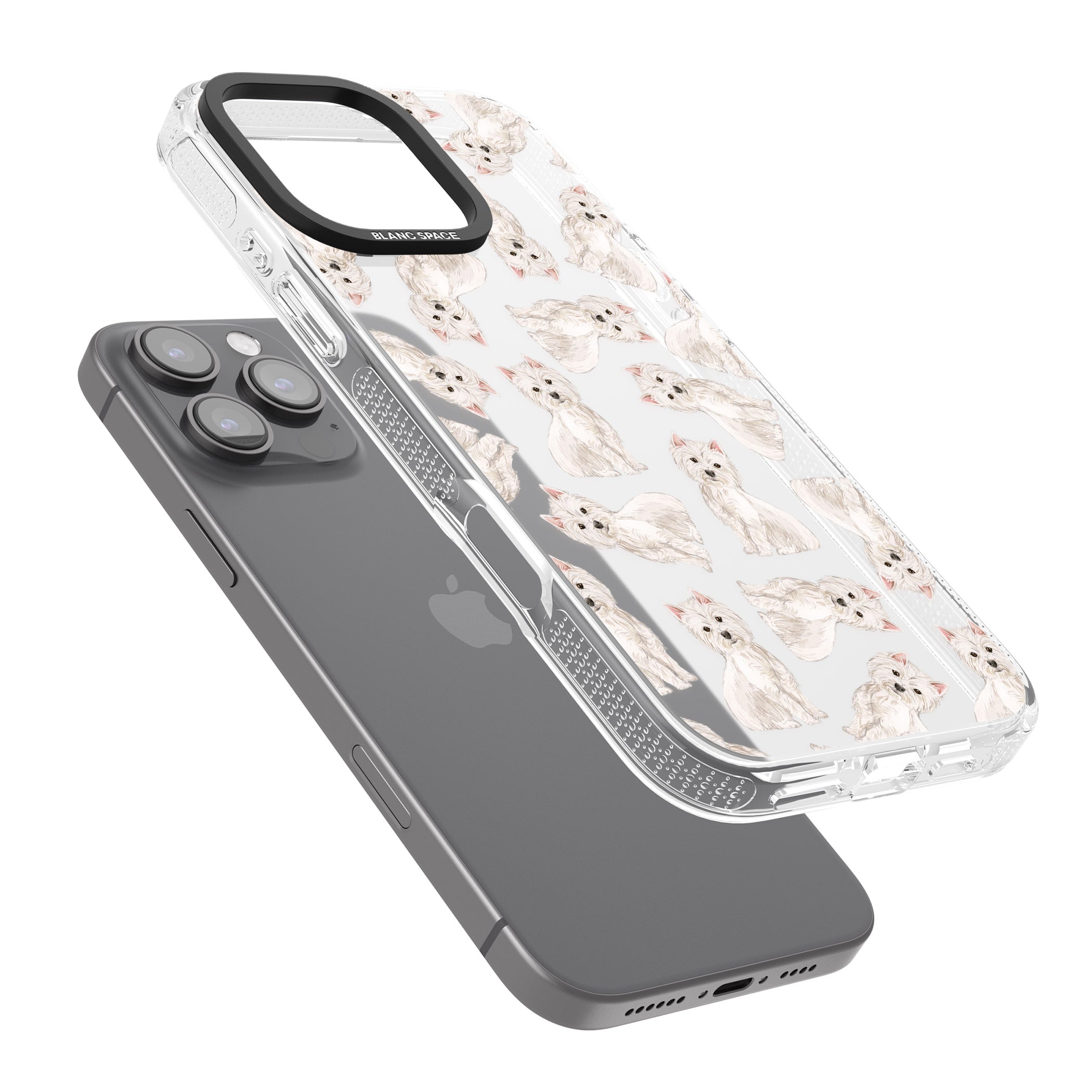 Westie Watercolour Dog Pattern iPhone 16 Pro Max / 16 Pro Clear Case Impact Air - Blanc Space