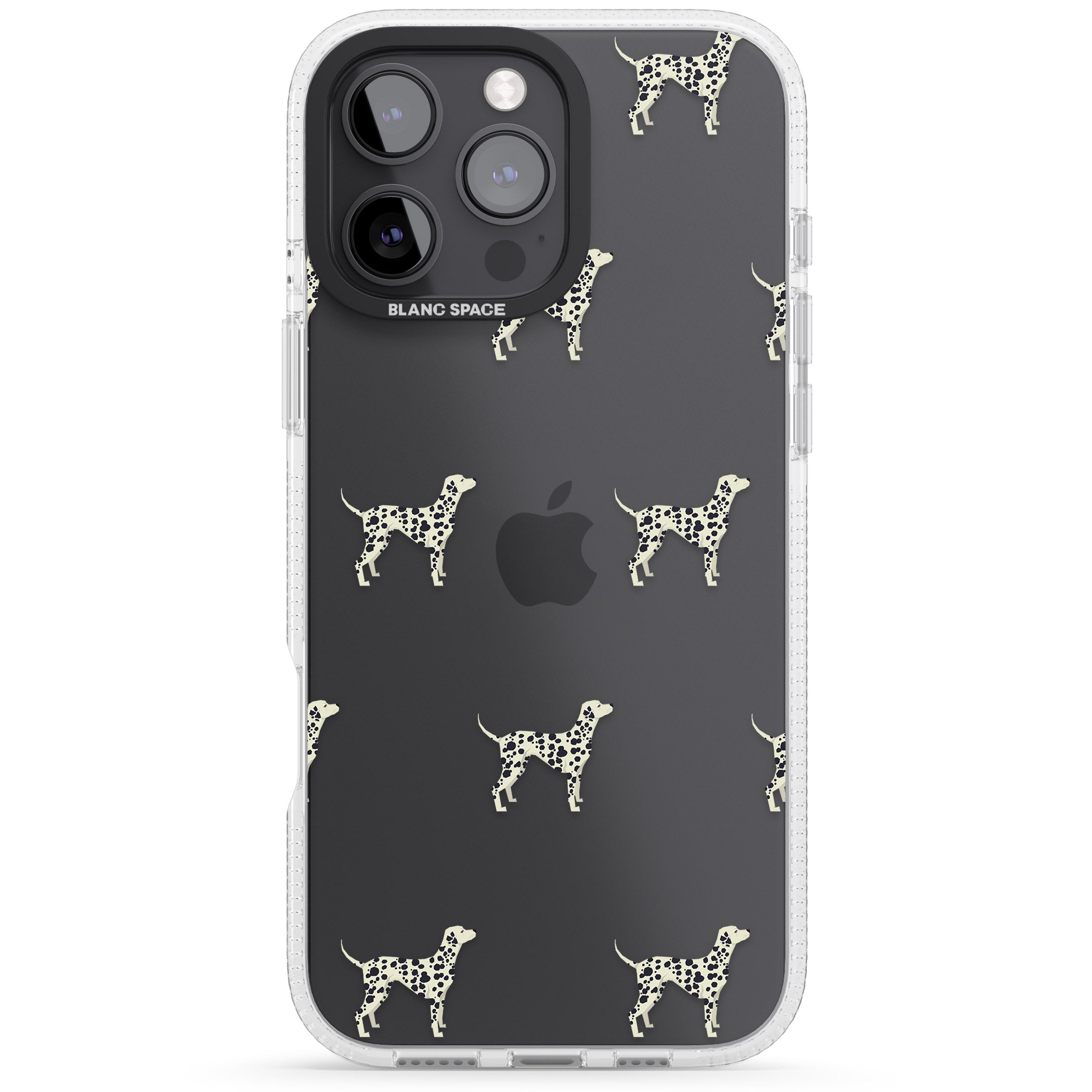 Dalmation Dog Pattern Clear iPhone 16 Pro Max / 16 Pro Clear Case Impact Air - Blanc Space