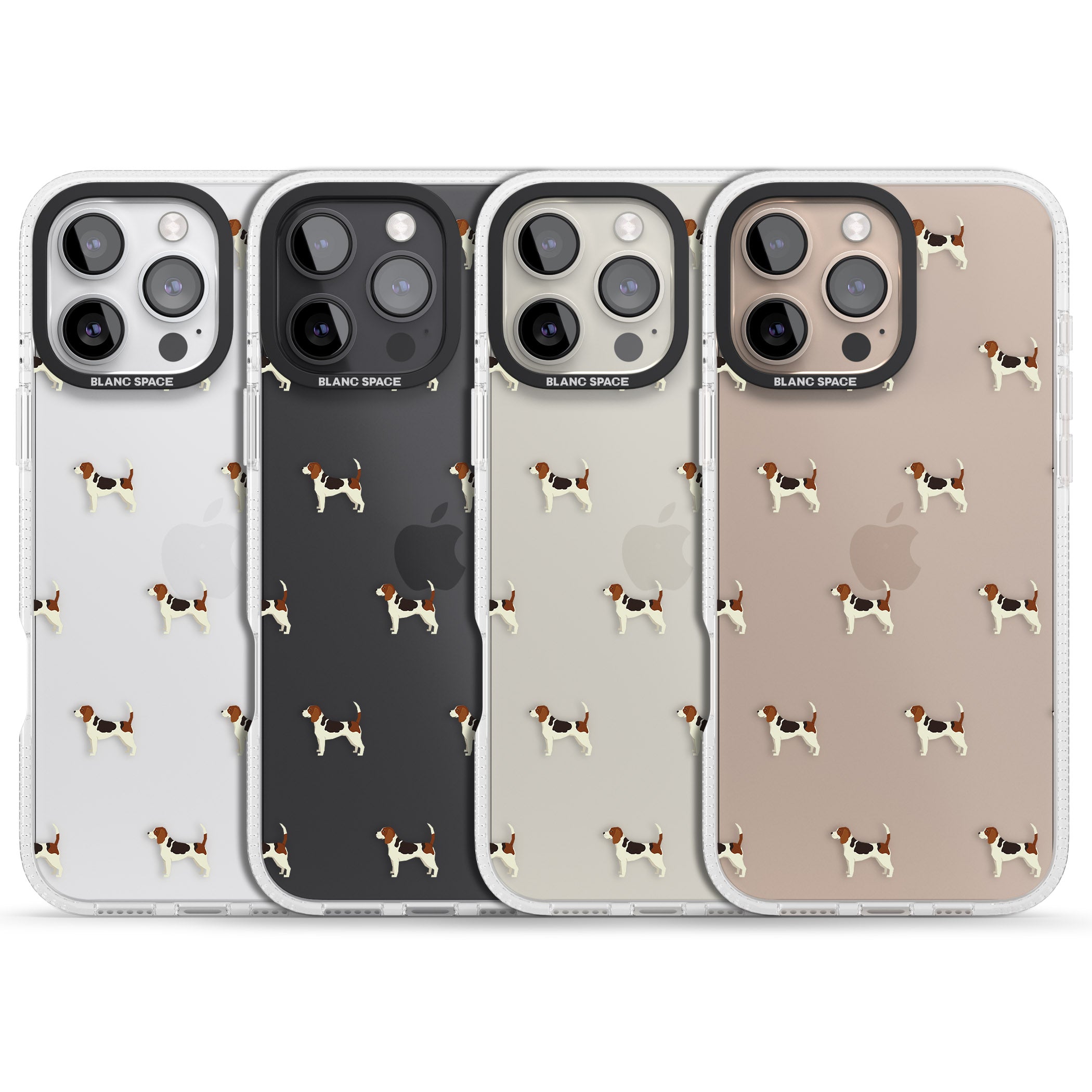 Beagle Dog Pattern Clear iPhone 16 Pro Max / 16 Pro Clear Case Impact Air - Blanc Space