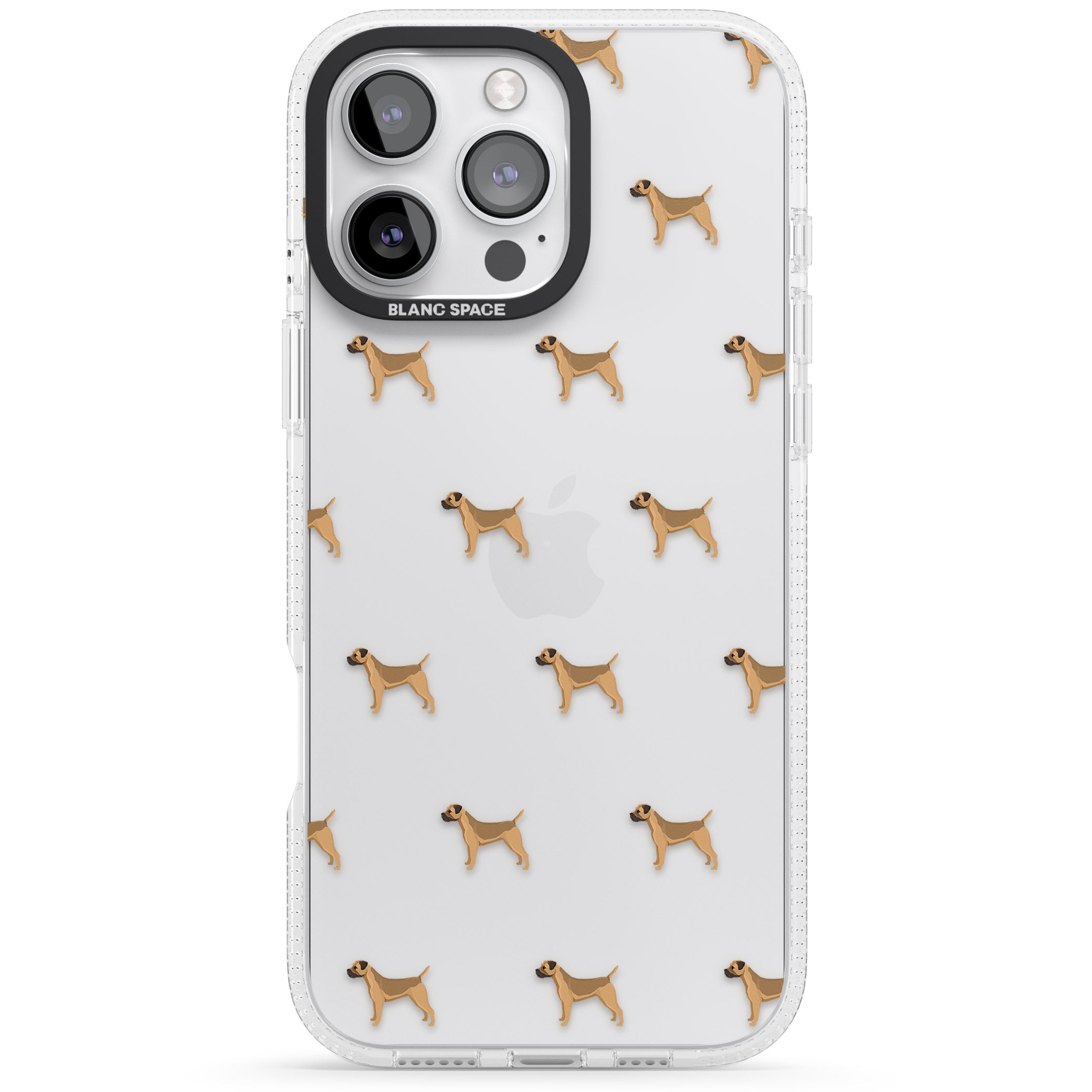 Border Terrier Dog Pattern Clear iPhone 16 Pro Max / 16 Pro Clear Case Impact Air - Blanc Space