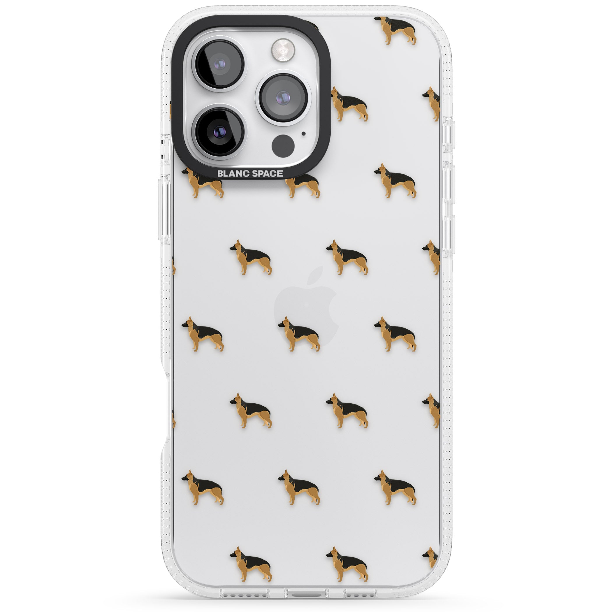 German Sherpard Dog Pattern Clear iPhone 16 Pro Max / 16 Pro Clear Case Impact Air - Blanc Space