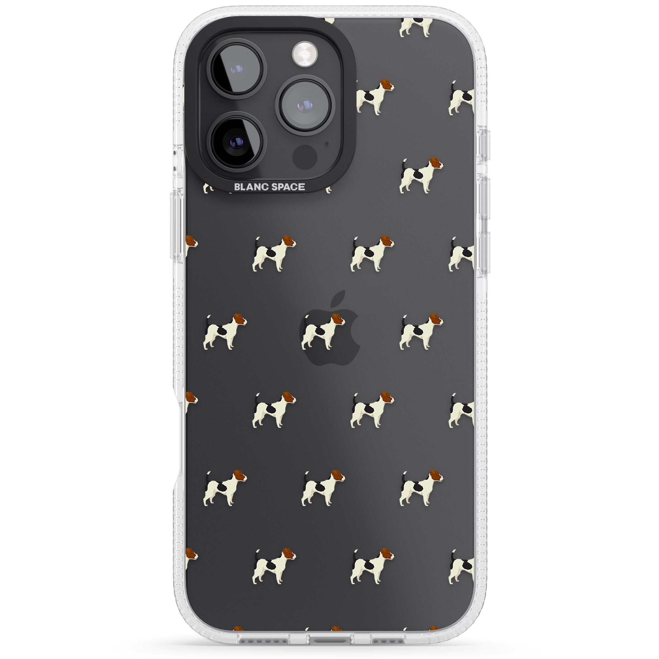 Jack Russell Terrier Dog Pattern Clear iPhone 16 Pro Max / 16 Pro Clear Case Impact Air - Blanc Space
