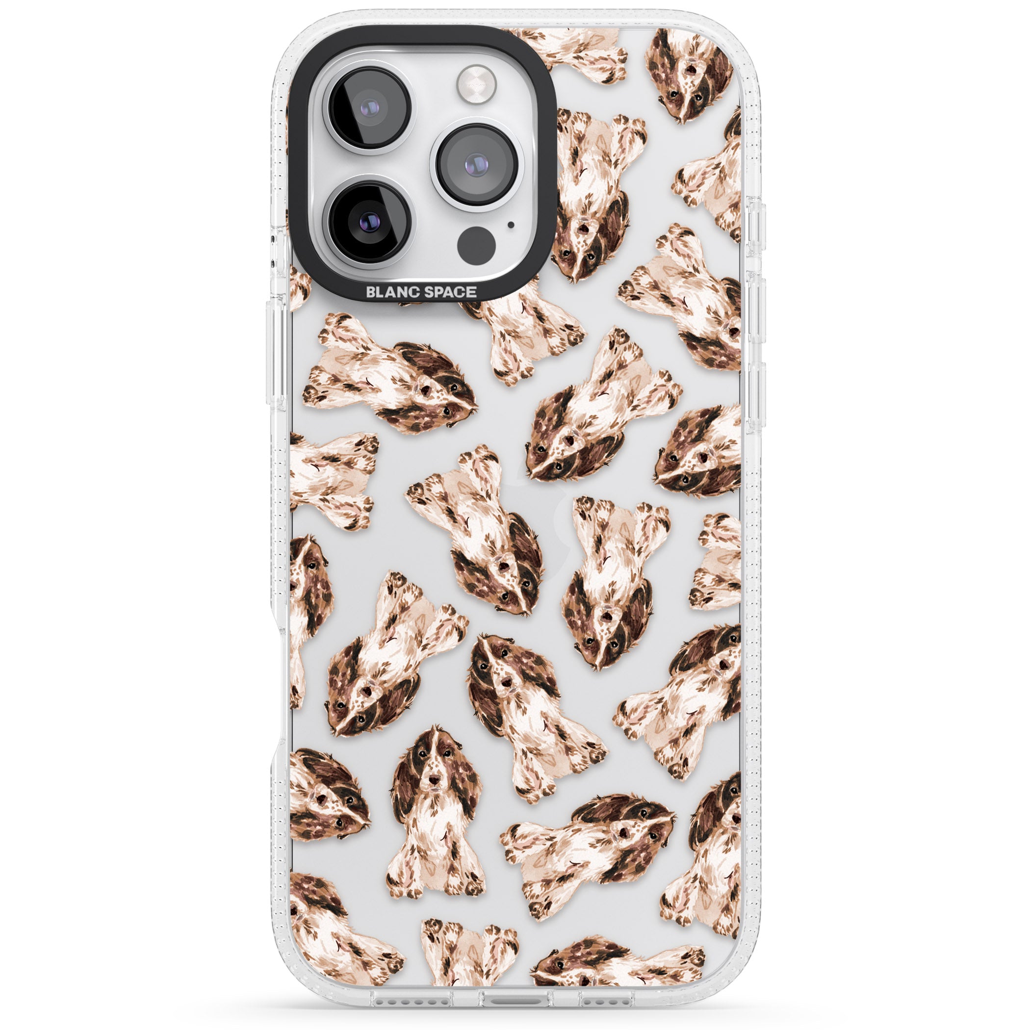 Cocker Spaniel (Brown) Watercolour Dog Pattern iPhone 16 Pro Max / 16 Pro Clear Case Impact Air - Blanc Space