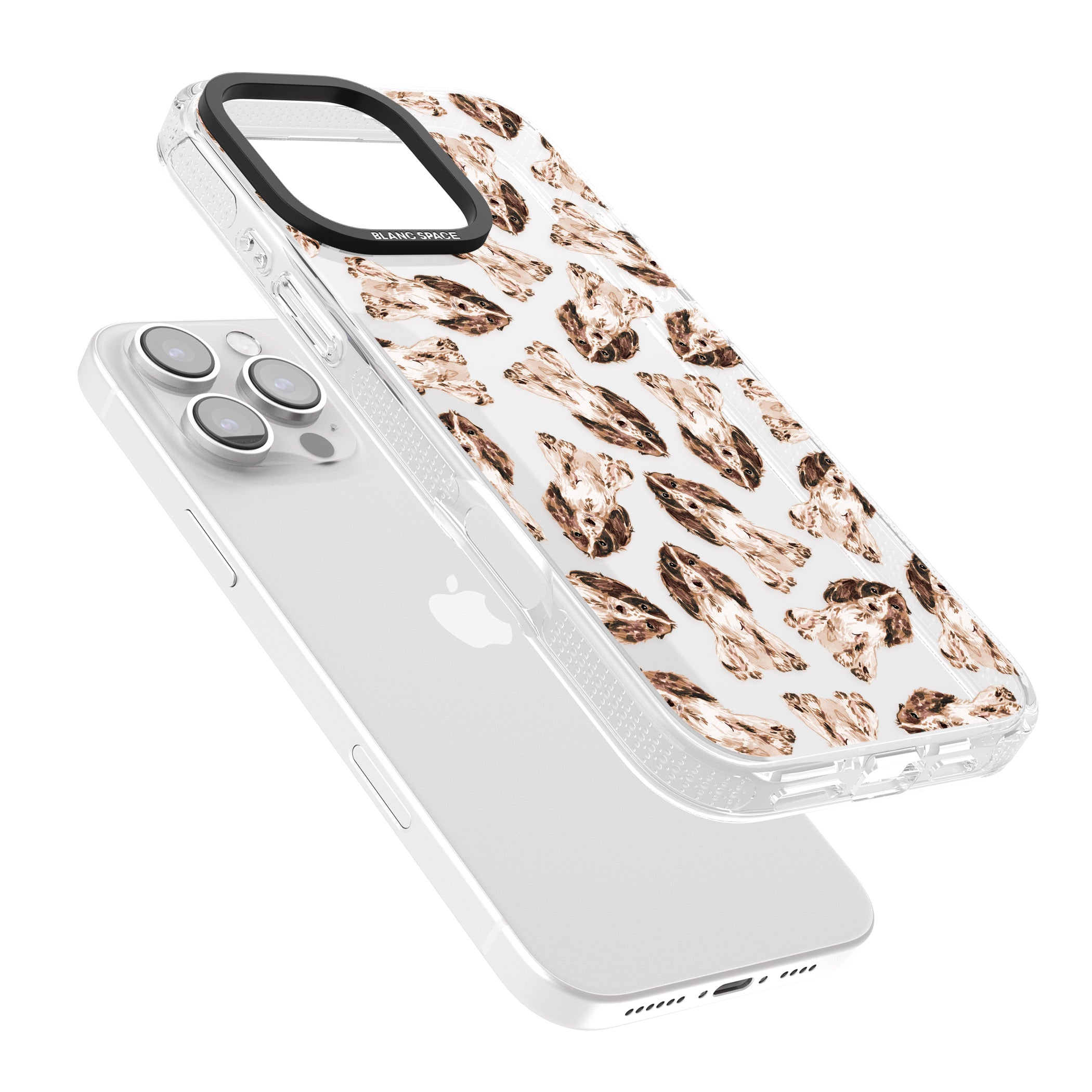 Cocker Spaniel (Brown) Watercolour Dog Pattern iPhone 16 Pro Max / 16 Pro Clear Case Impact Air - Blanc Space