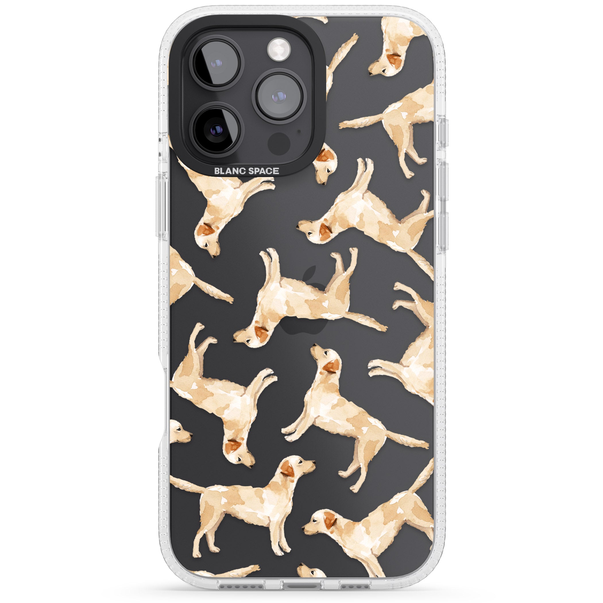 Yellow Labrador Watercolour Dog Pattern iPhone 16 Pro Max / 16 Pro Clear Case Impact Air - Blanc Space