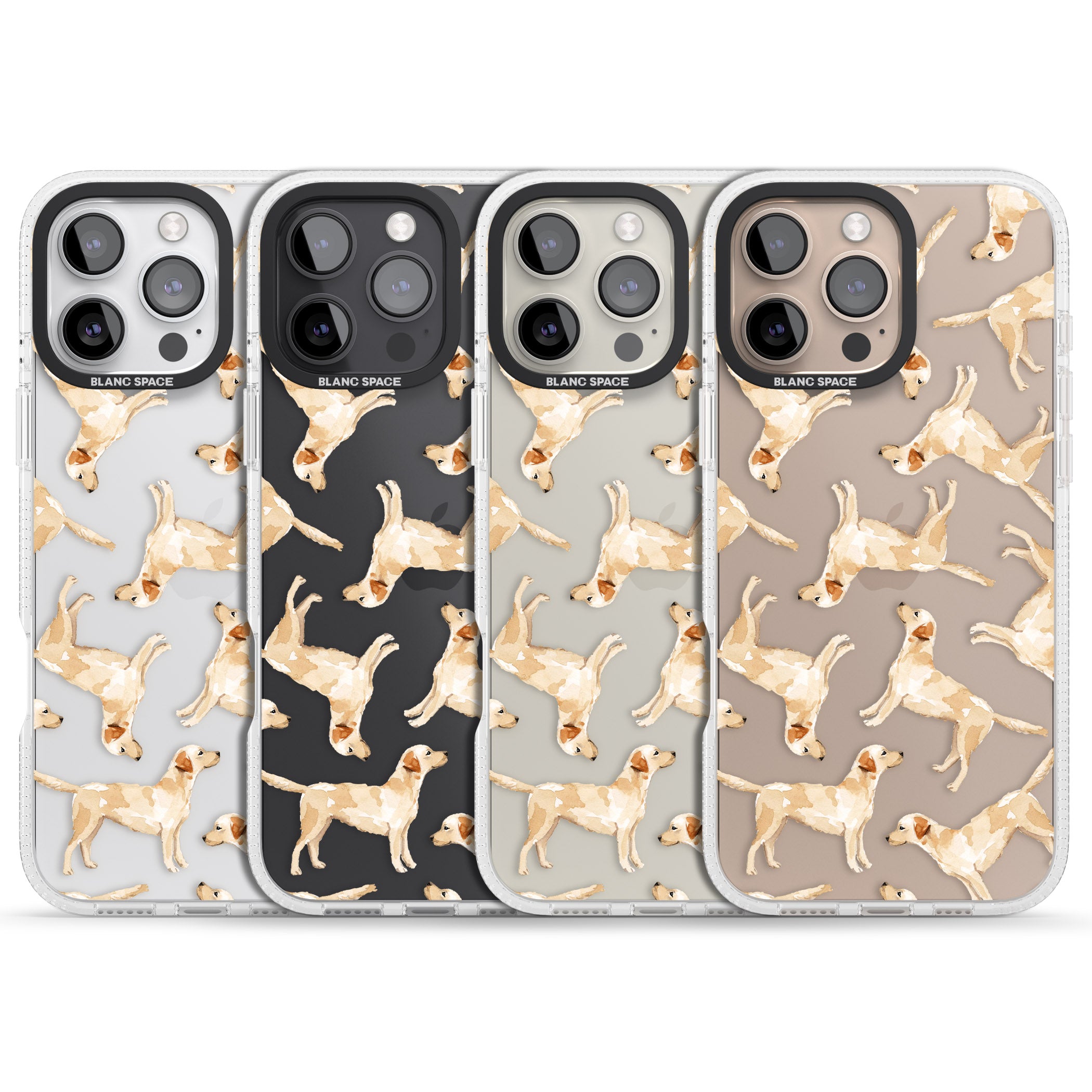 Yellow Labrador Watercolour Dog Pattern iPhone 16 Pro Max / 16 Pro Clear Case Impact Air - Blanc Space
