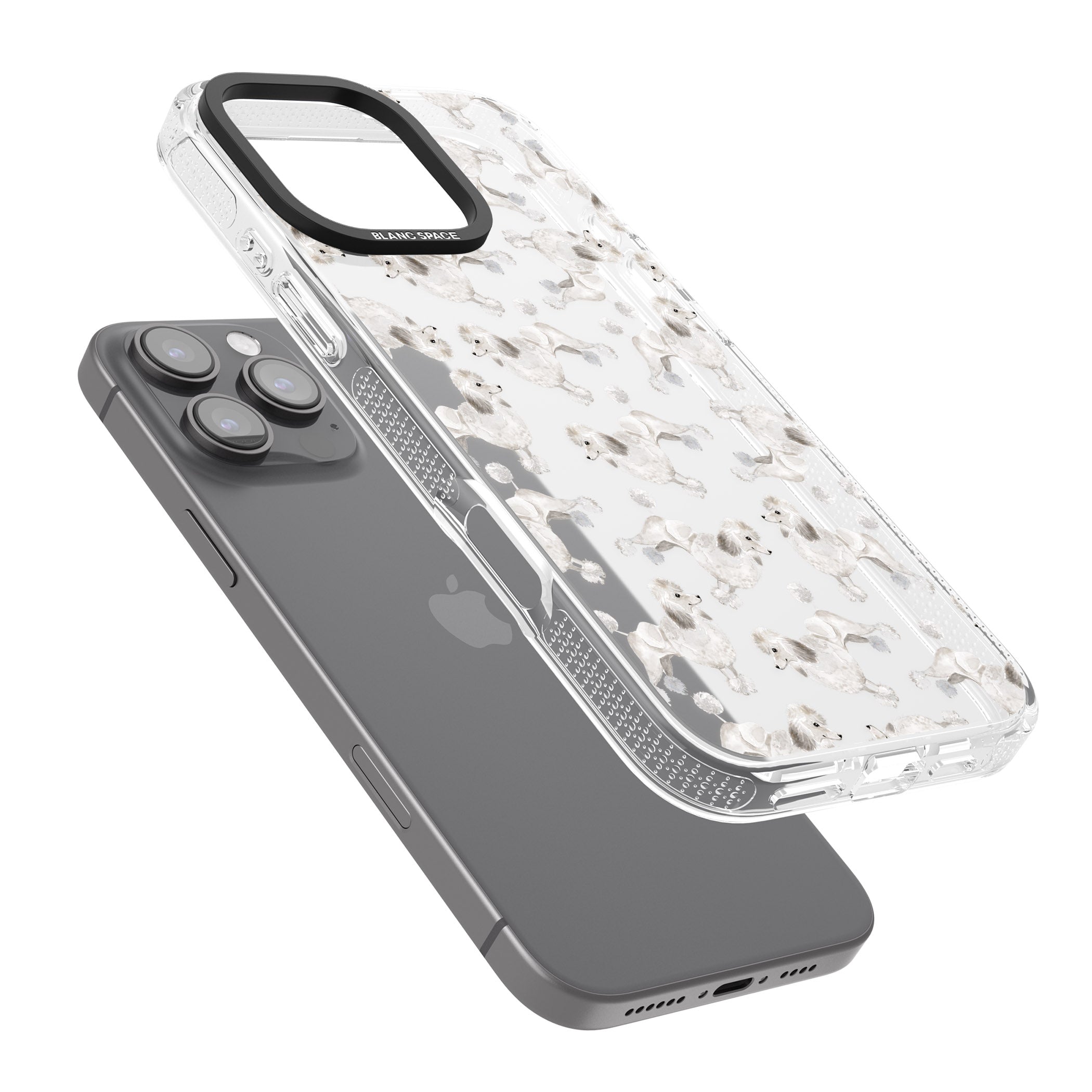 Poodle (White) Watercolour Dog Pattern iPhone 16 Pro Max / 16 Pro Clear Case Impact Air - Blanc Space