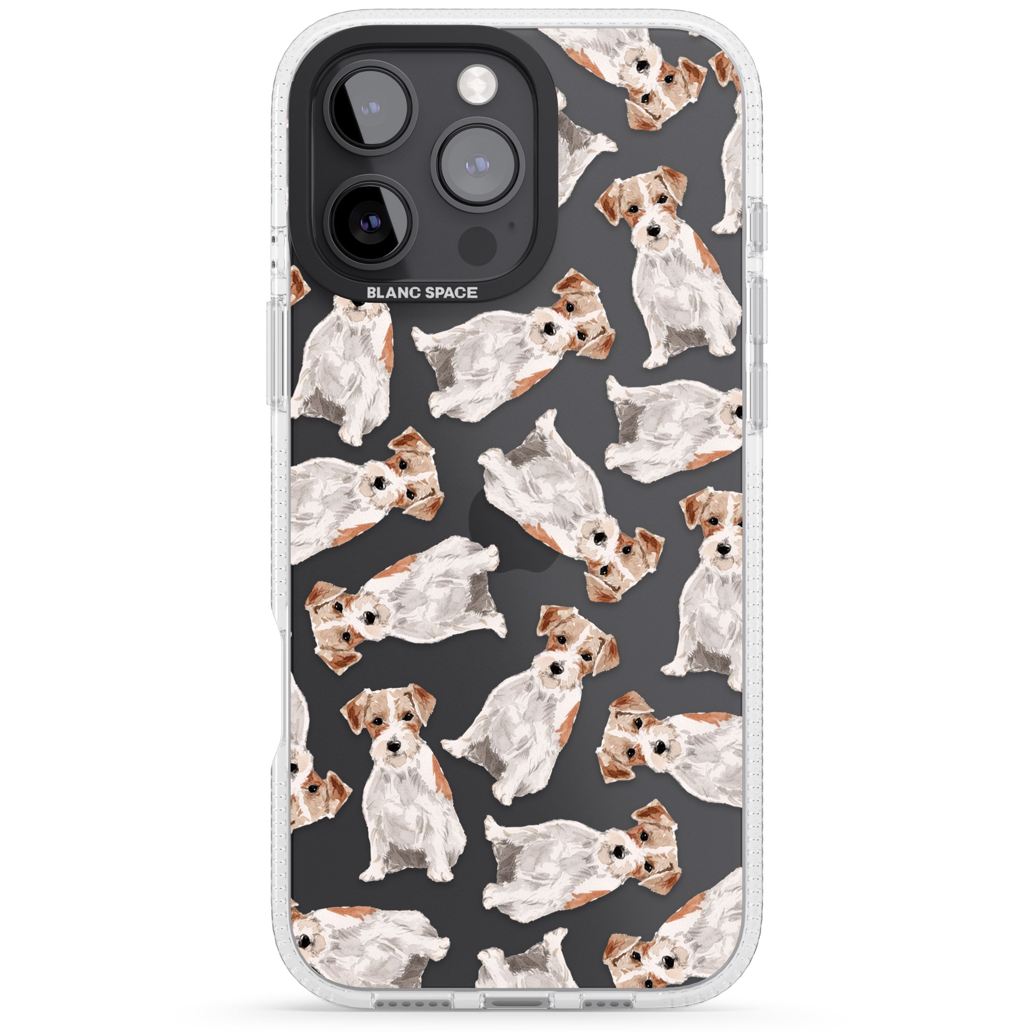 Wirehaired Jack Russell Watercolour Dog Pattern iPhone 16 Pro Max / 16 Pro Clear Case Impact Air - Blanc Space