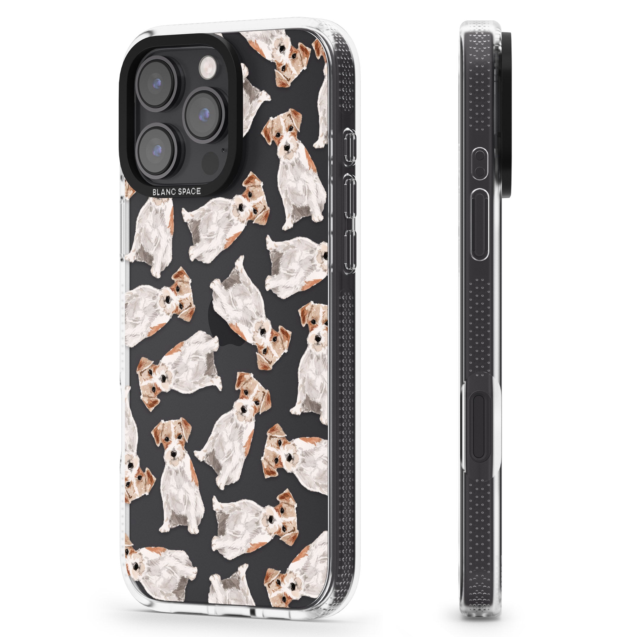 Wirehaired Jack Russell Watercolour Dog Pattern iPhone 16 Pro Max / 16 Pro Clear Case Impact Air - Blanc Space