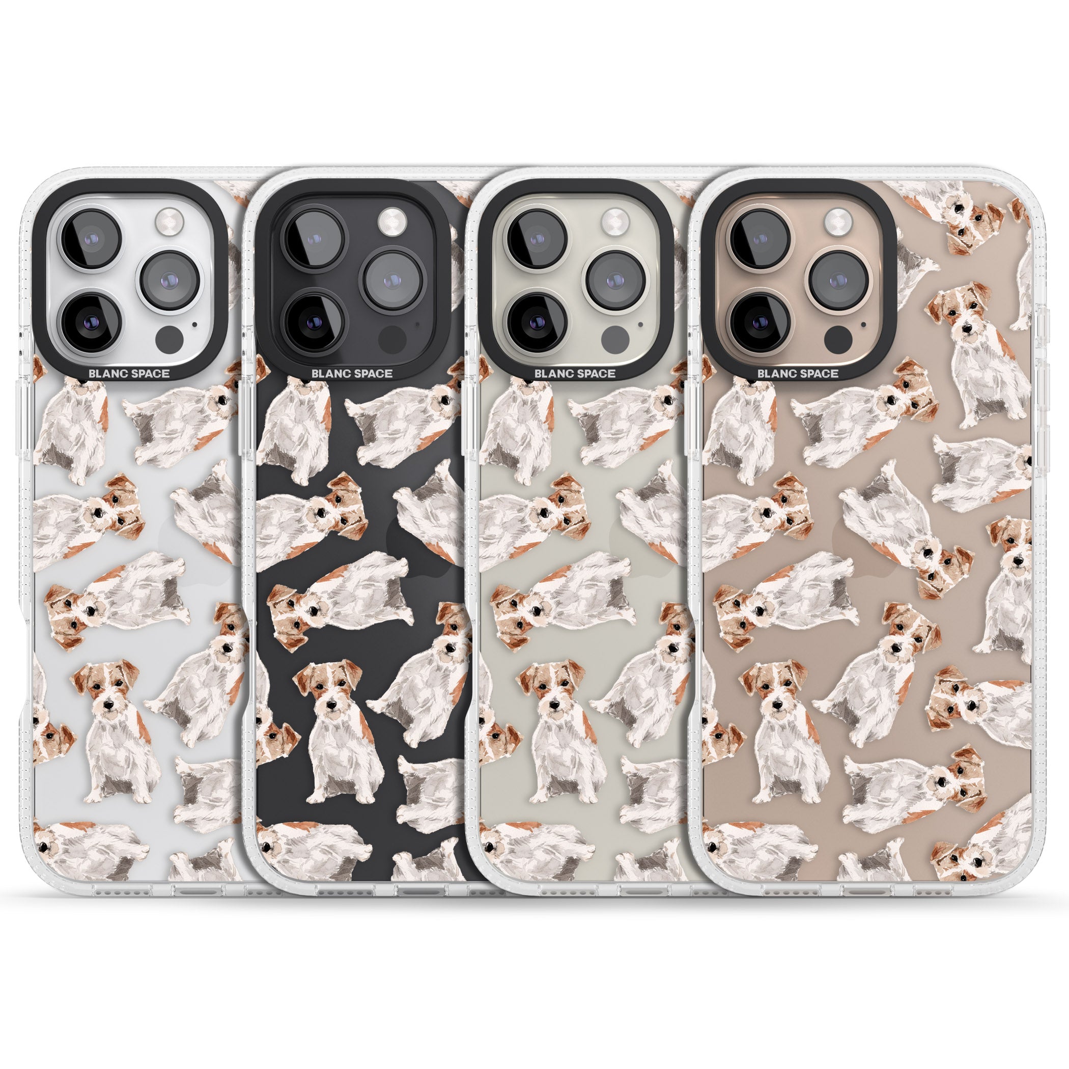 Wirehaired Jack Russell Watercolour Dog Pattern iPhone 16 Pro Max / 16 Pro Clear Case Impact Air - Blanc Space