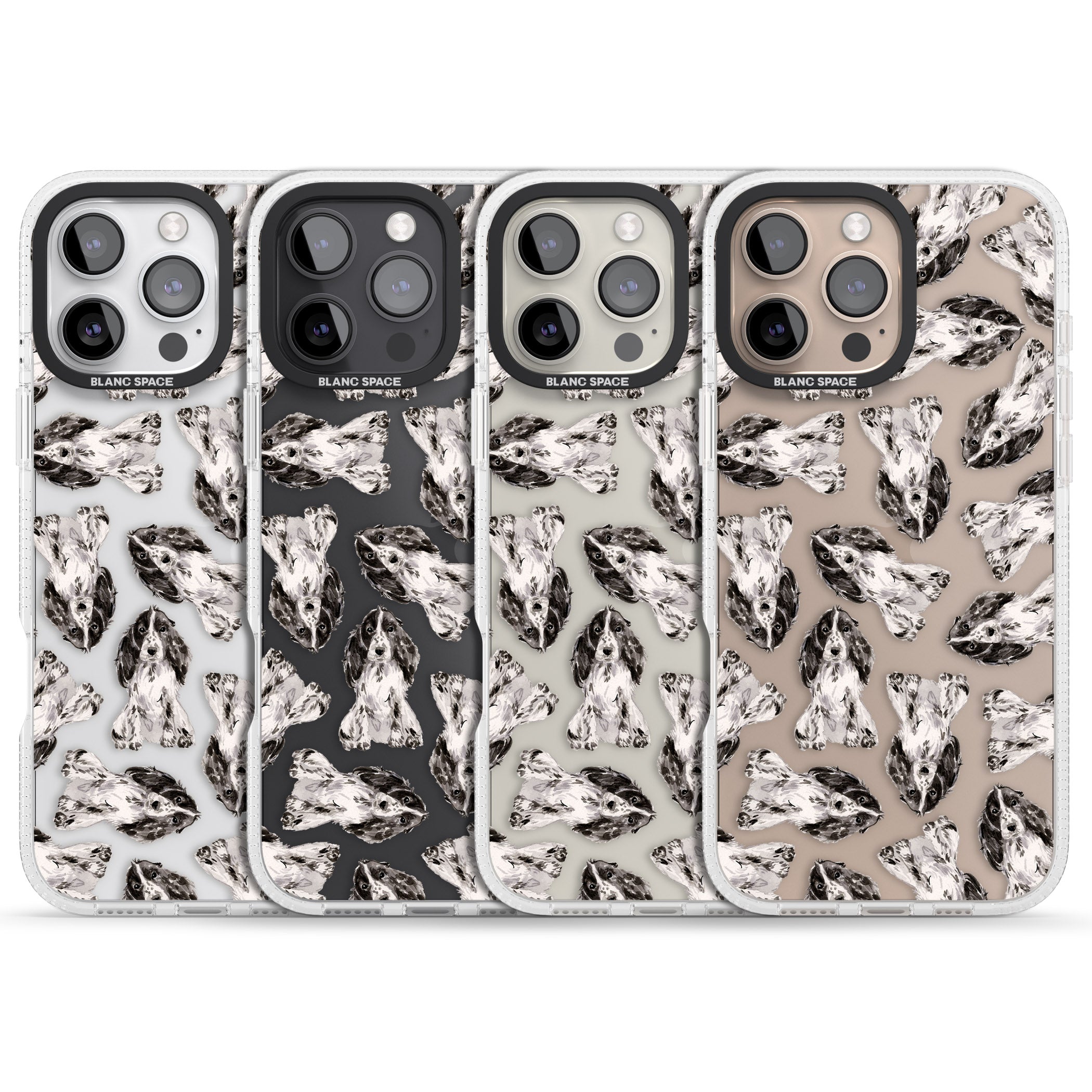 Cocker Spaniel (Black) Watercolour Dog Pattern iPhone 16 Pro Max / 16 Pro Clear Case Impact Air - Blanc Space