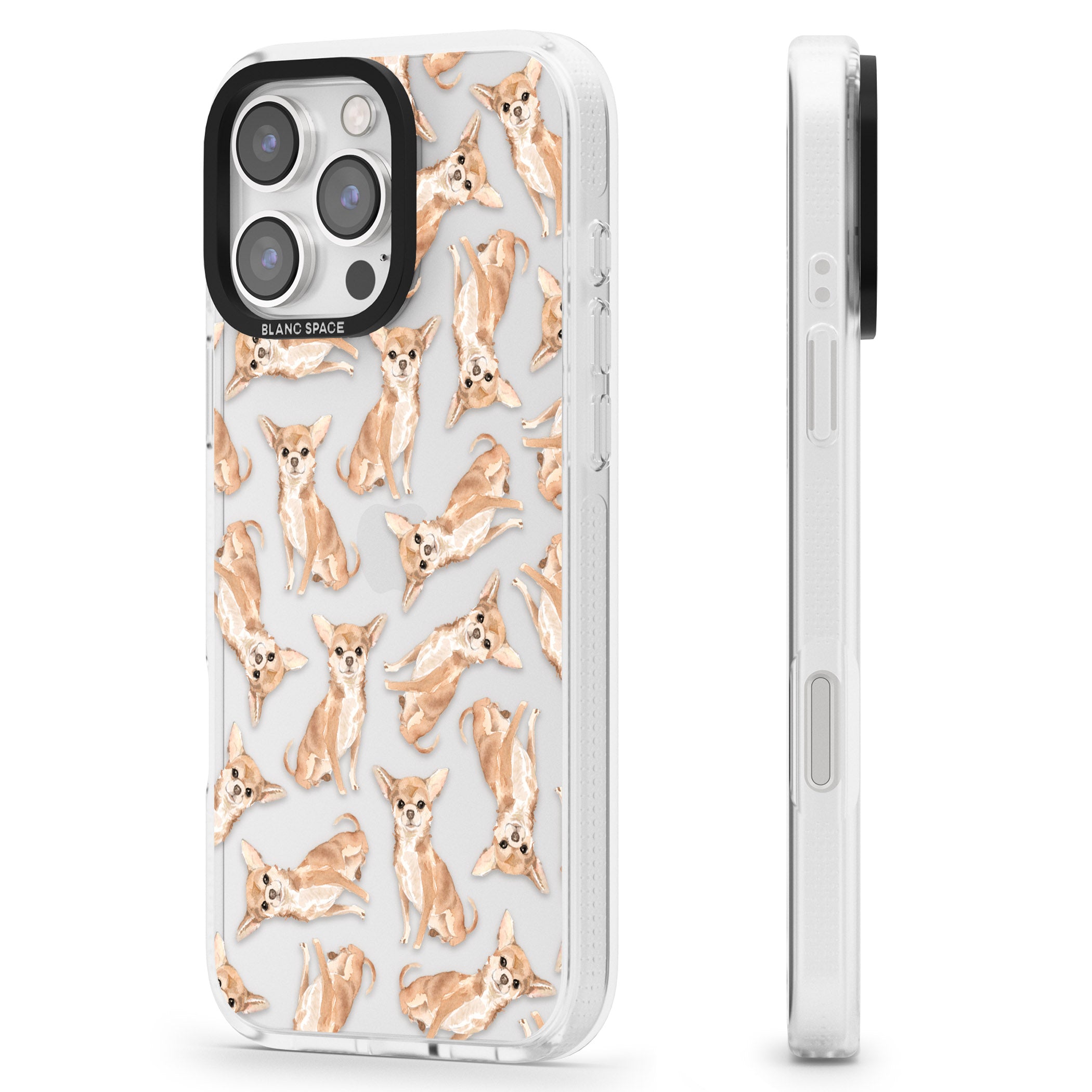Chihuahua Watercolour Dog Pattern iPhone 16 Pro Max / 16 Pro Clear Case Impact Air - Blanc Space