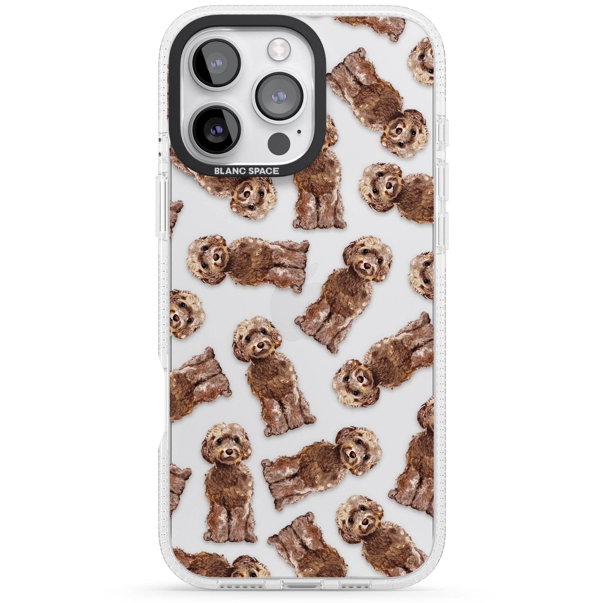 Cockapoo (Brown) Watercolour Dog Pattern iPhone 16 Pro Max / 16 Pro Clear Case Impact Air - Blanc Space