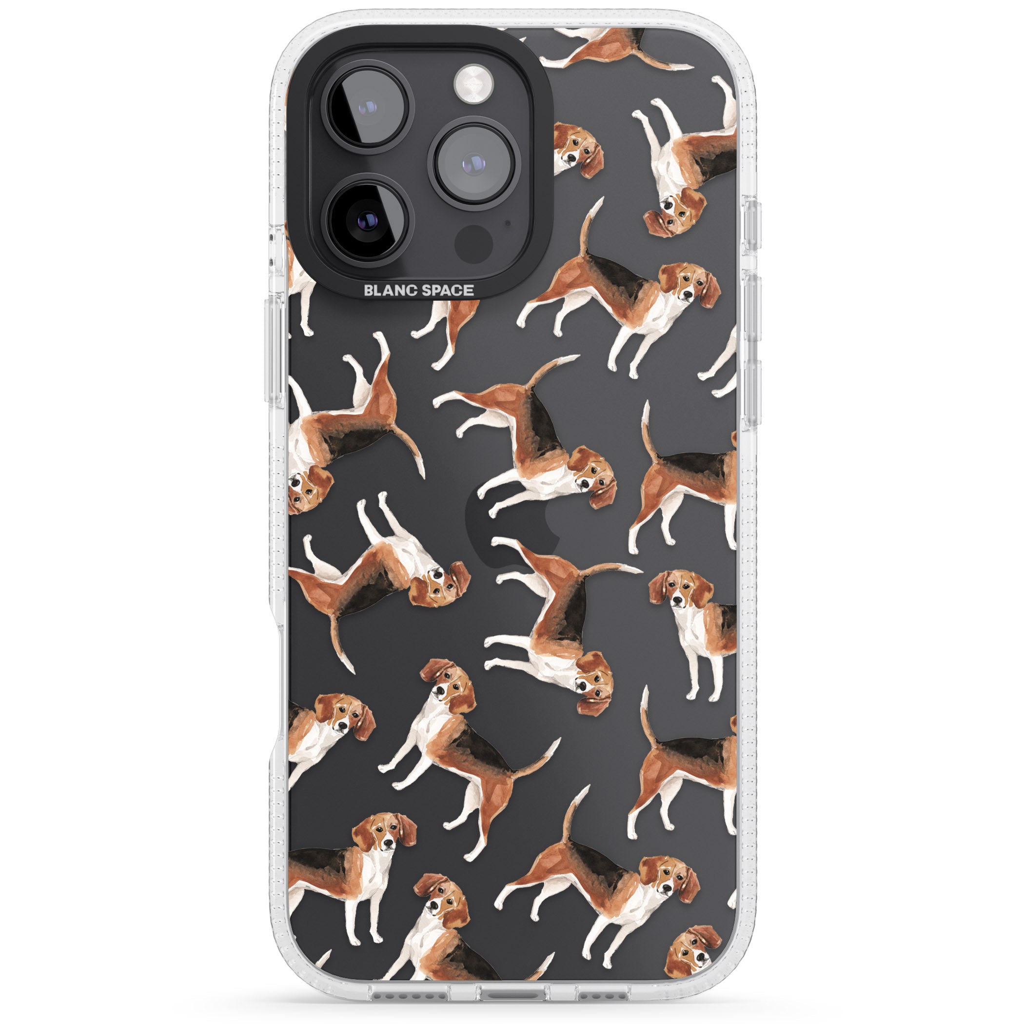 Beagle Watercolour Dog Pattern iPhone 16 Pro Max / 16 Pro Clear Case Impact Air - Blanc Space