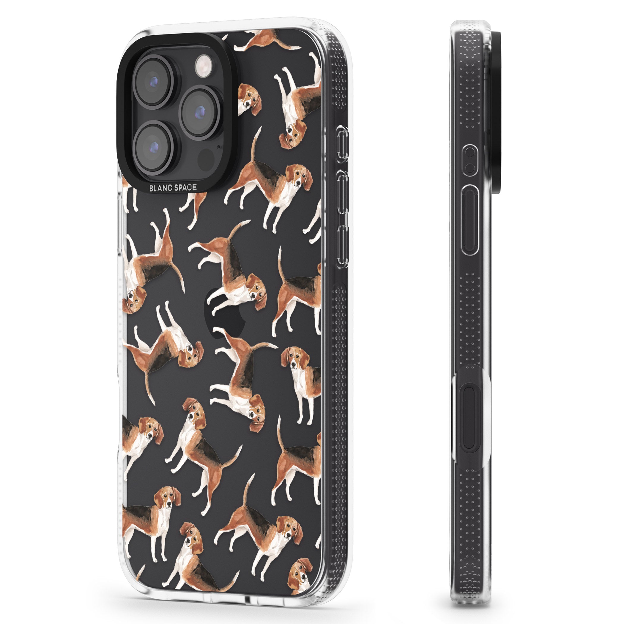 Beagle Watercolour Dog Pattern iPhone 16 Pro Max / 16 Pro Clear Case Impact Air - Blanc Space