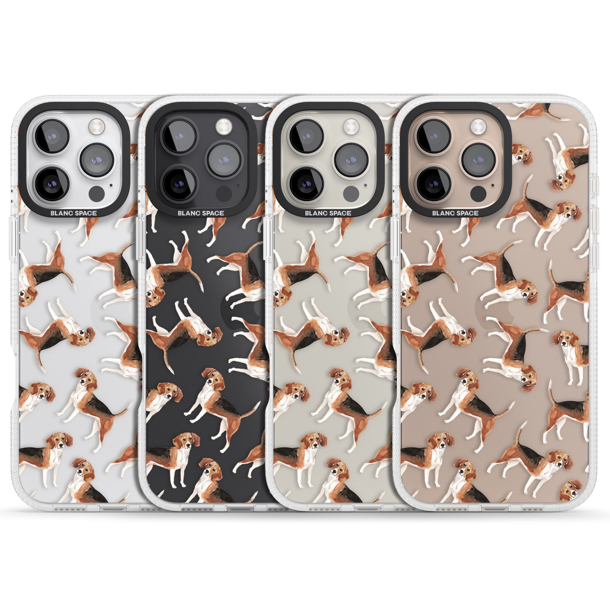 Beagle Watercolour Dog Pattern iPhone 16 Pro Max / 16 Pro Clear Case Impact Air - Blanc Space