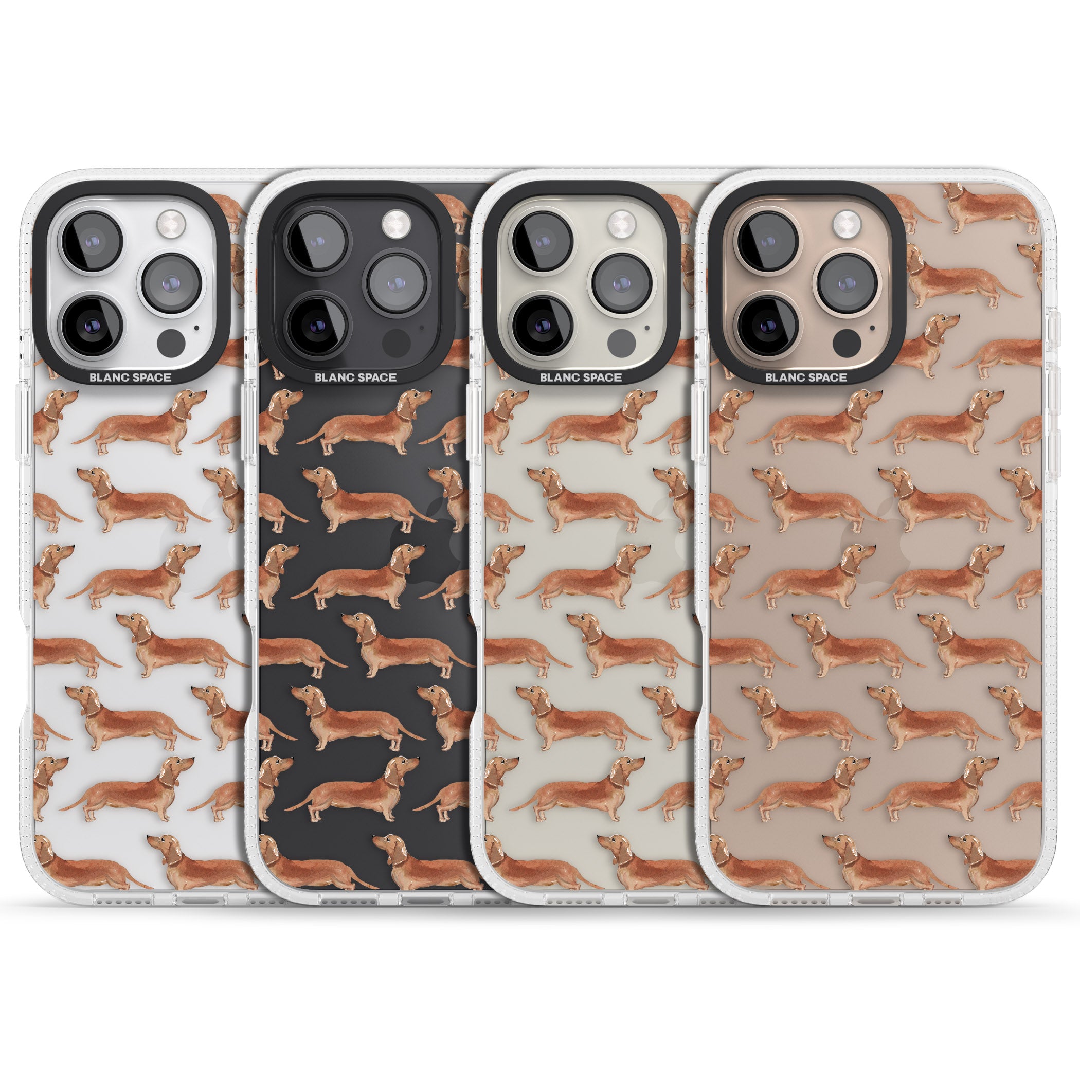 Dachshund (Red) Watercolour Dog Pattern iPhone 16 Pro Max / 16 Pro Clear Case Impact Air - Blanc Space