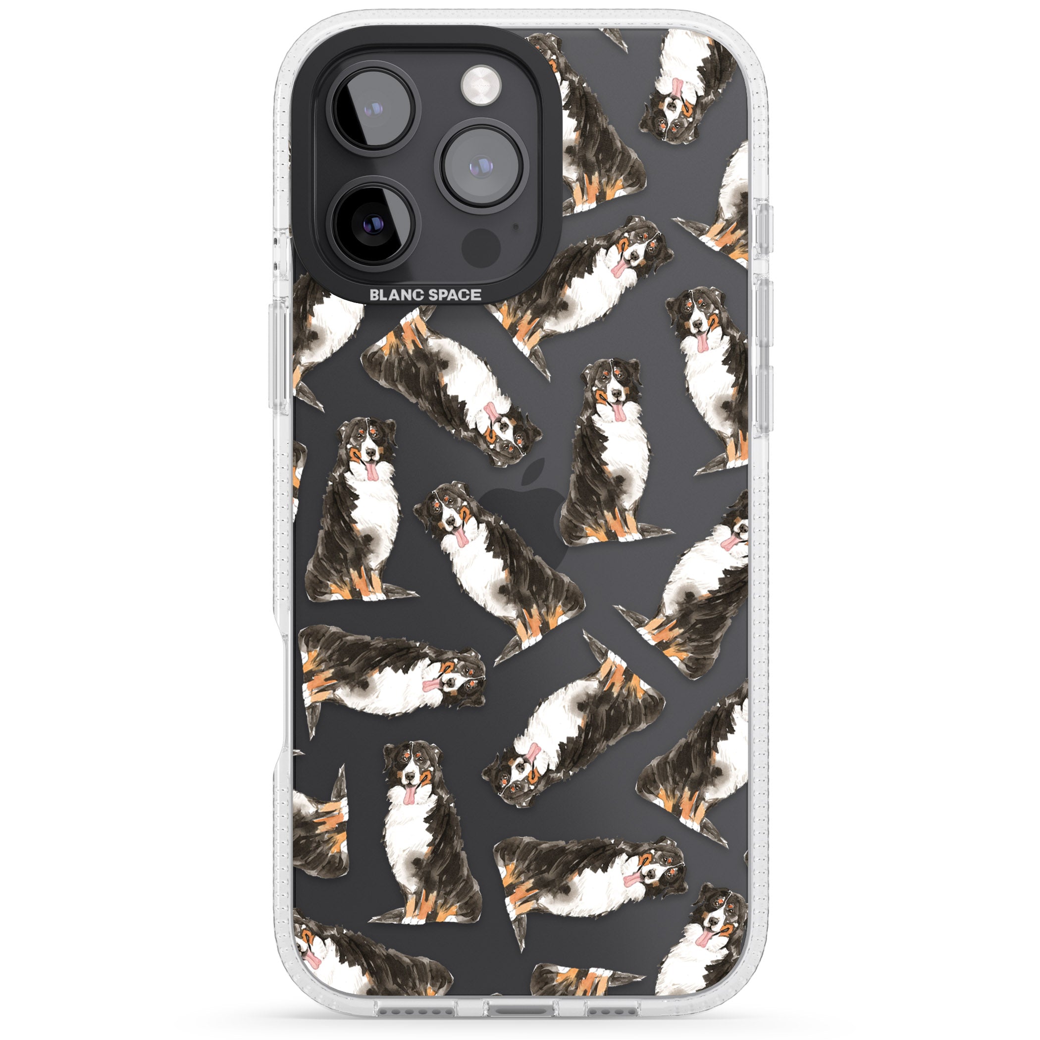Bernese Mountain Dog Watercolour Dog Pattern iPhone 16 Pro Max / 16 Pro Clear Case Impact Air - Blanc Space
