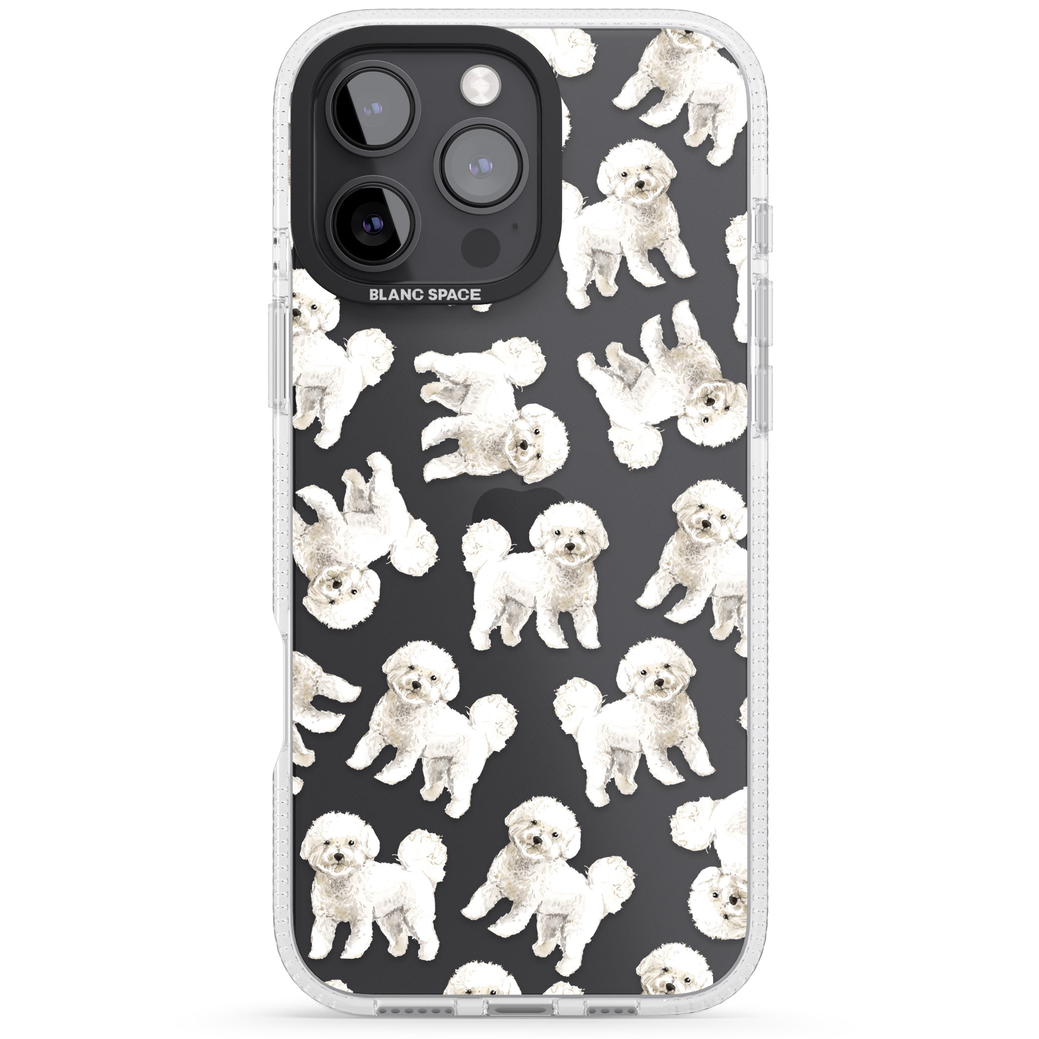 Bichon Frise Watercolour Dog Pattern iPhone 16 Pro Max / 16 Pro Clear Case Impact Air - Blanc Space
