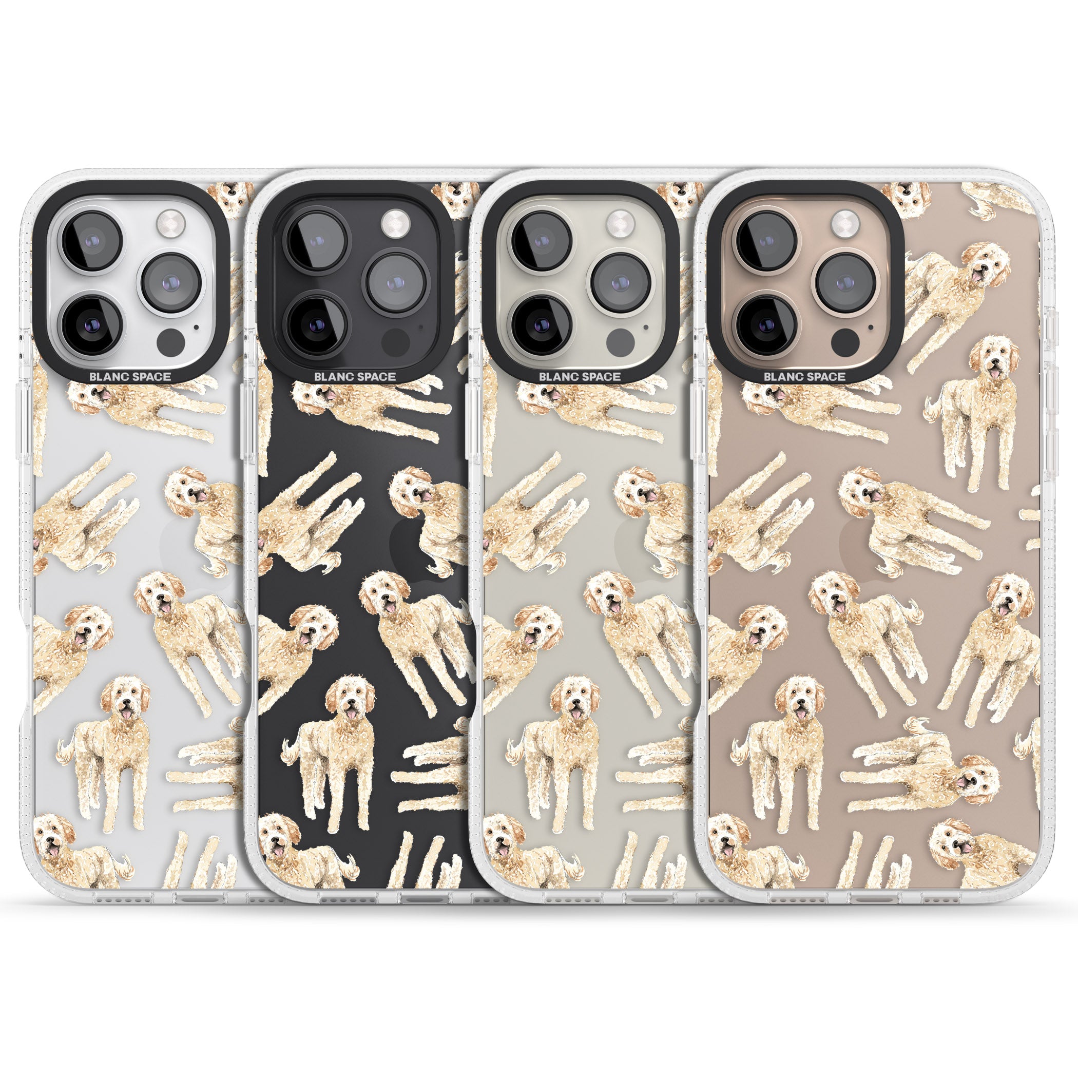 Goldendoodle Watercolour Dog Pattern iPhone 16 Pro Max / 16 Pro Clear Case Impact Air - Blanc Space