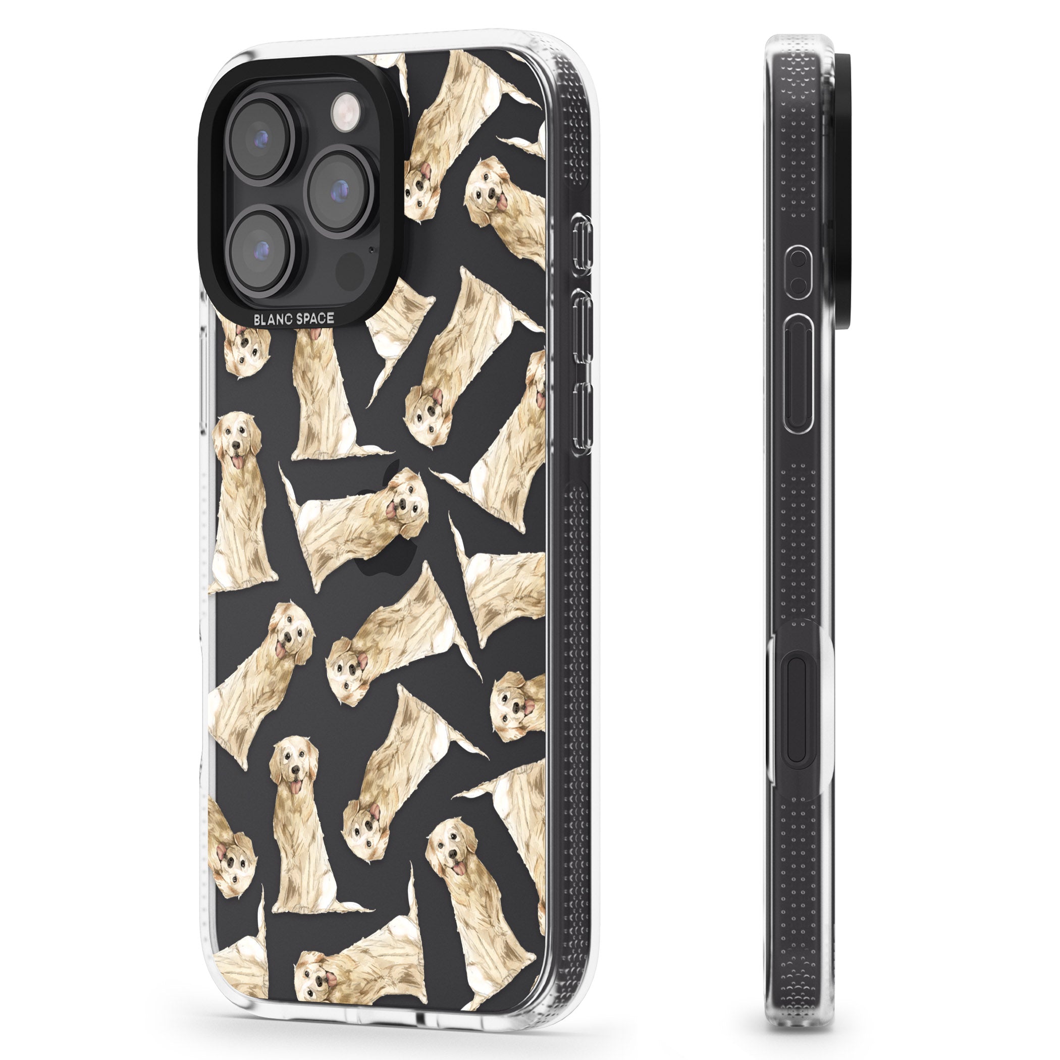 Golden Retriever Watercolour Dog Pattern iPhone 16 Pro Max / 16 Pro Clear Case Impact Air - Blanc Space