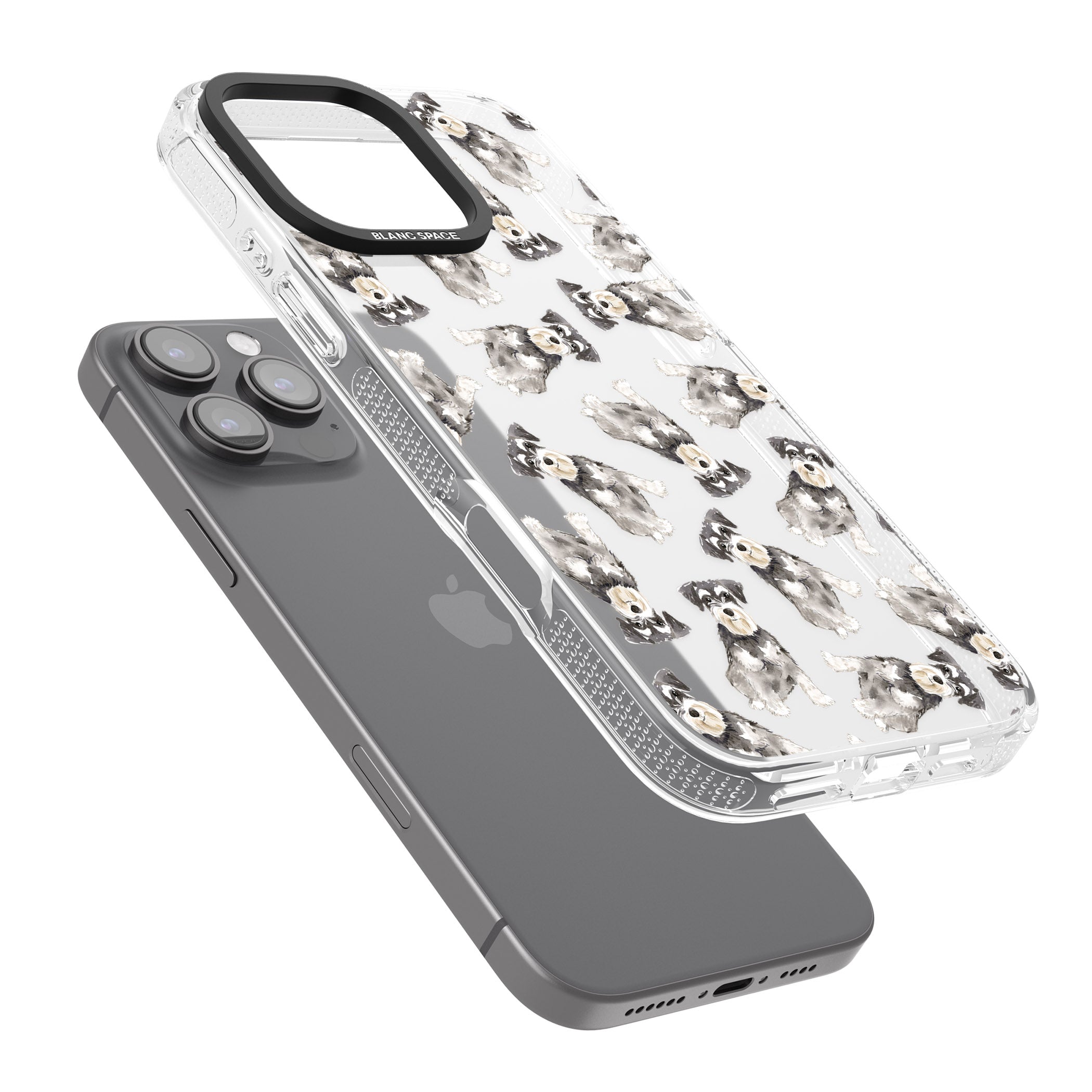 Miniature Schnauzer Watercolour Dog Pattern iPhone 16 Pro Max / 16 Pro Clear Case Impact Air - Blanc Space