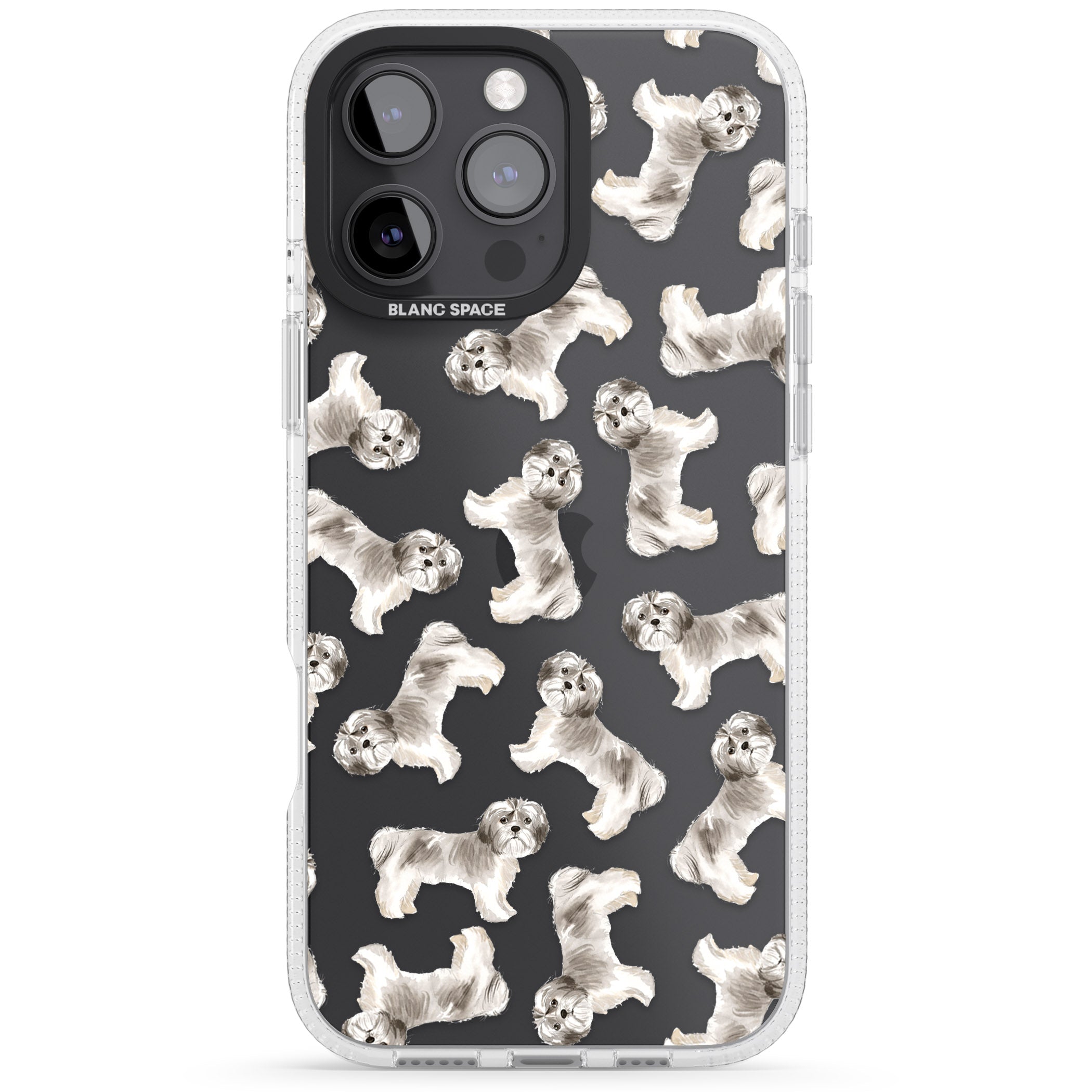 Shih tzu (Short Hair) Watercolour Dog Pattern iPhone 16 Pro Max / 16 Pro Clear Case Impact Air - Blanc Space