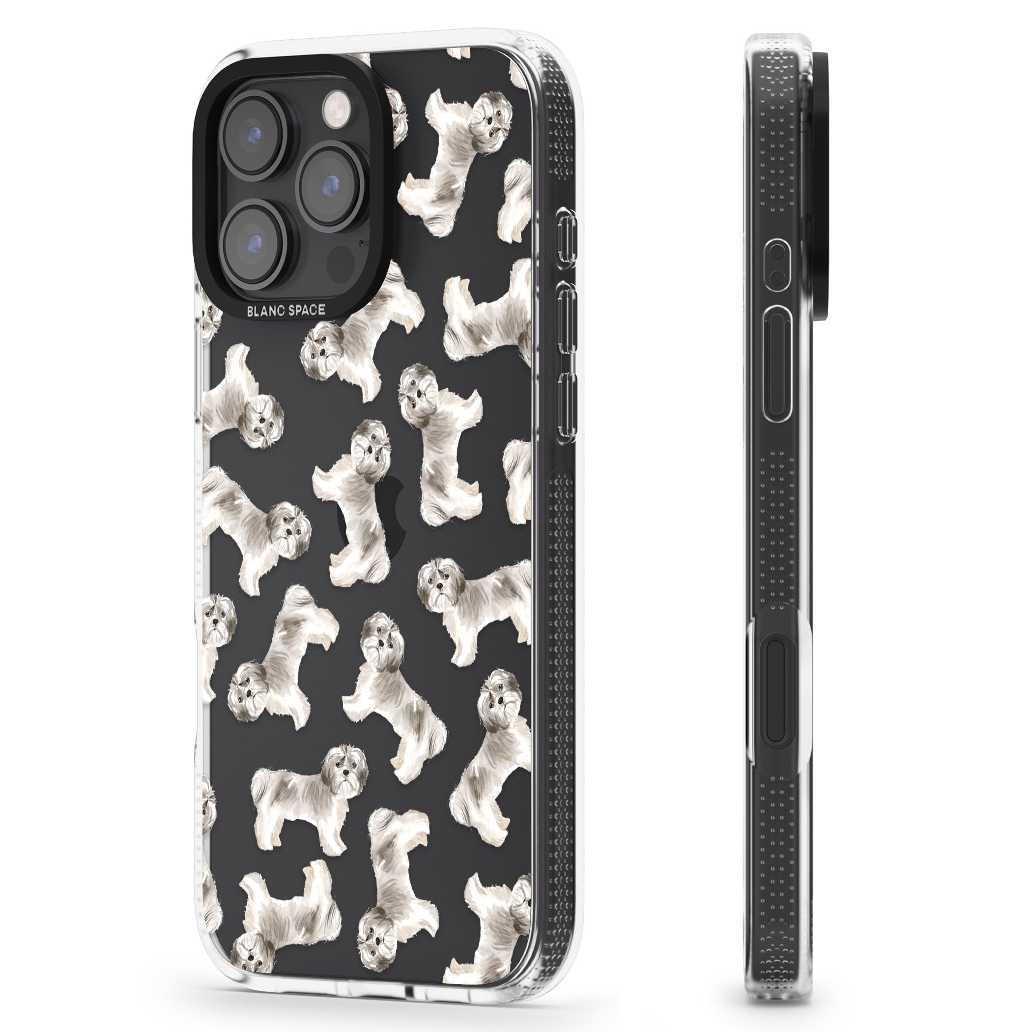 Shih tzu (Short Hair) Watercolour Dog Pattern iPhone 16 Pro Max / 16 Pro Clear Case Impact Air - Blanc Space