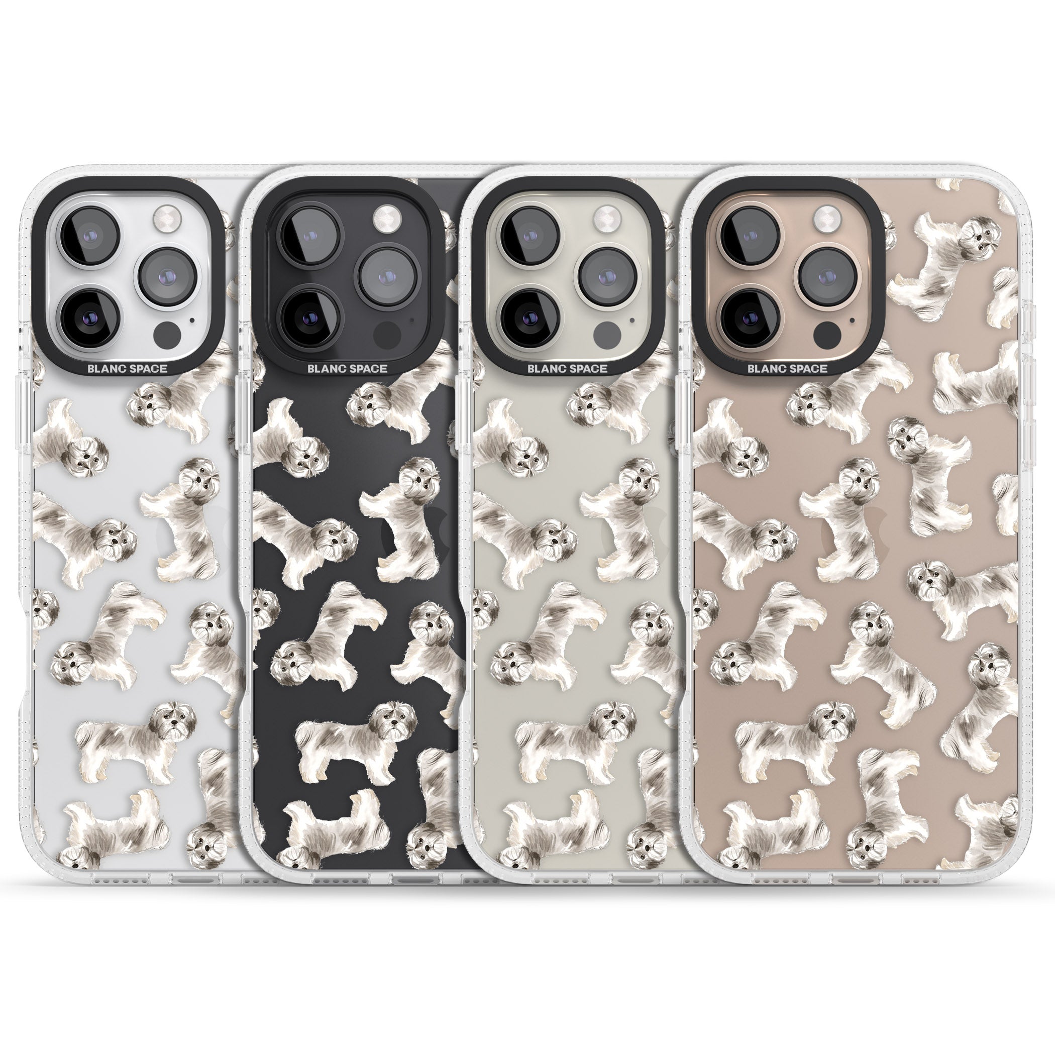 Shih tzu (Short Hair) Watercolour Dog Pattern iPhone 16 Pro Max / 16 Pro Clear Case Impact Air - Blanc Space