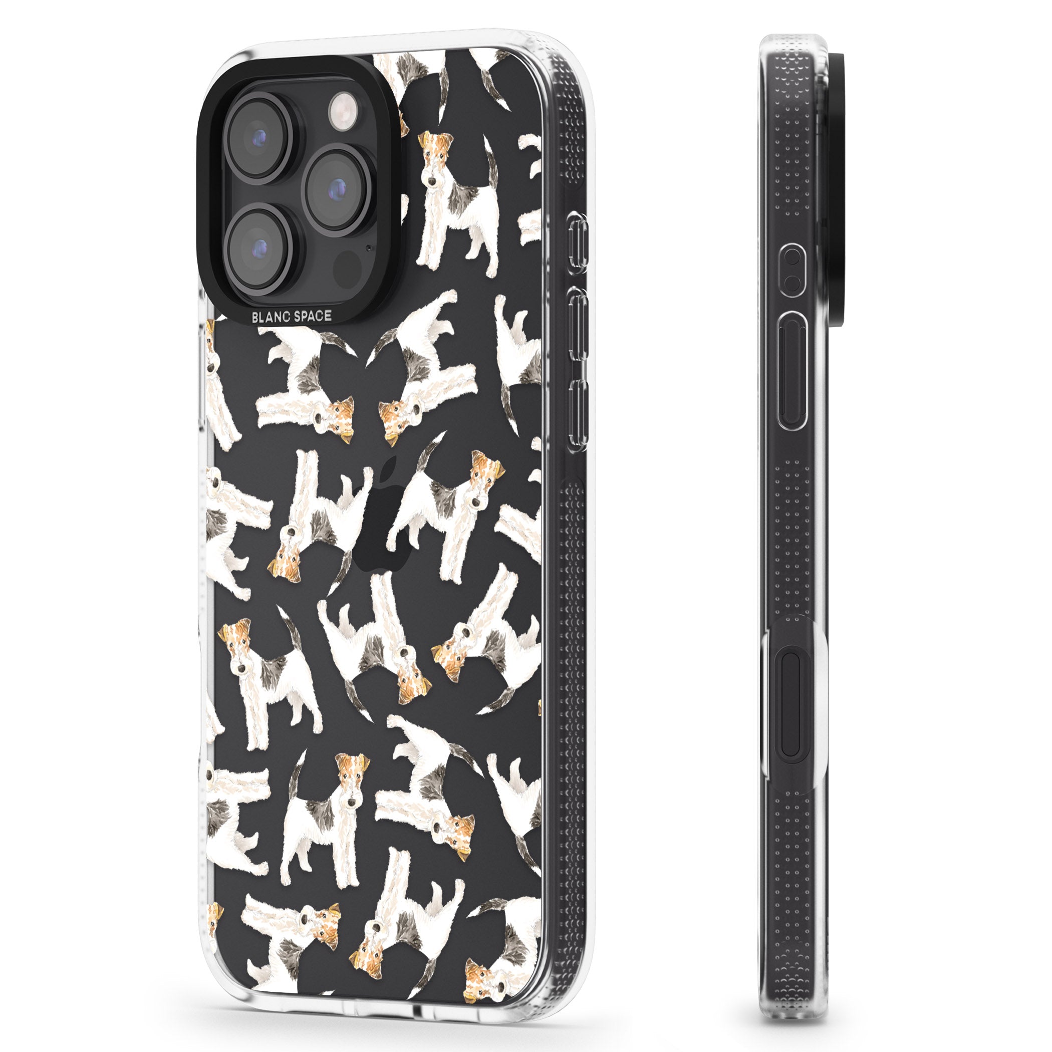 Wire Haired Fox Terrier Watercolour Dog Pattern iPhone 16 Pro Max / 16 Pro Clear Case Impact Air - Blanc Space