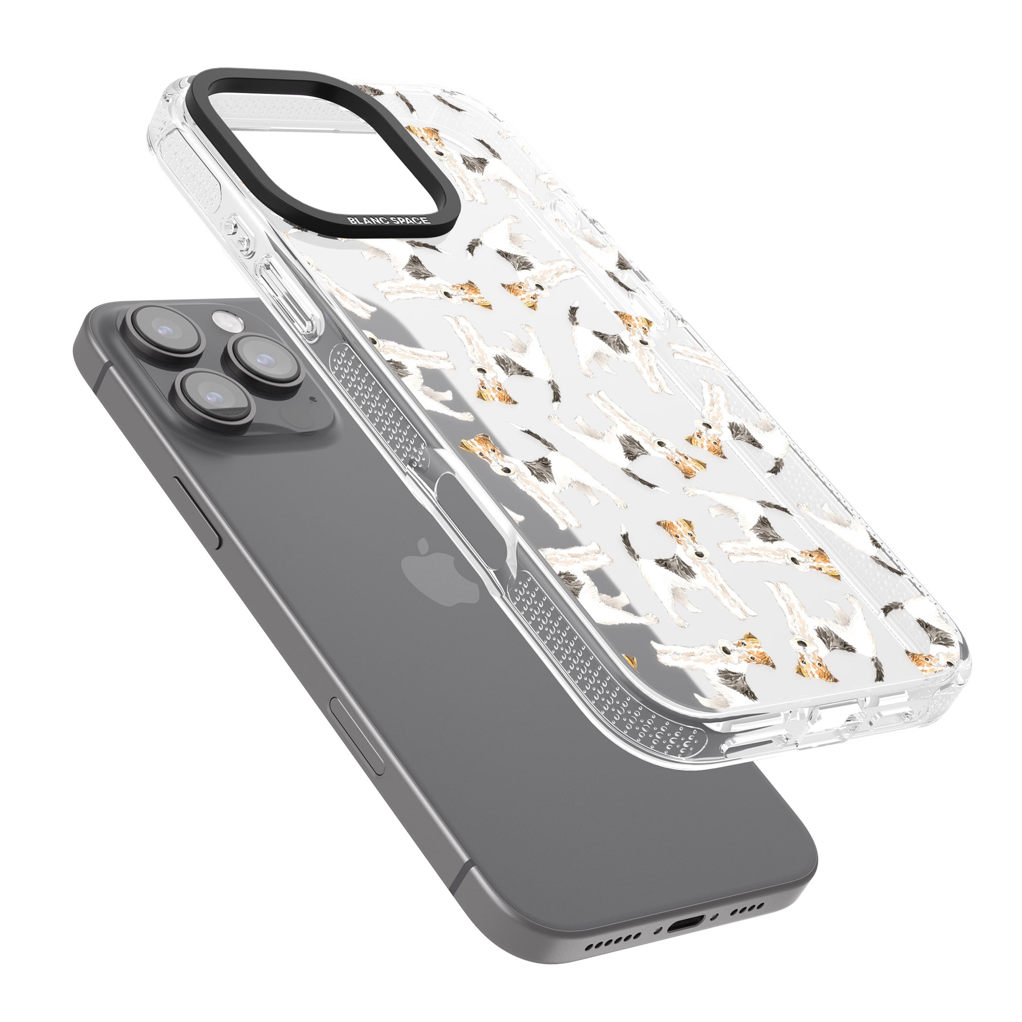Wire Haired Fox Terrier Watercolour Dog Pattern iPhone 16 Pro Max / 16 Pro Clear Case Impact Air - Blanc Space
