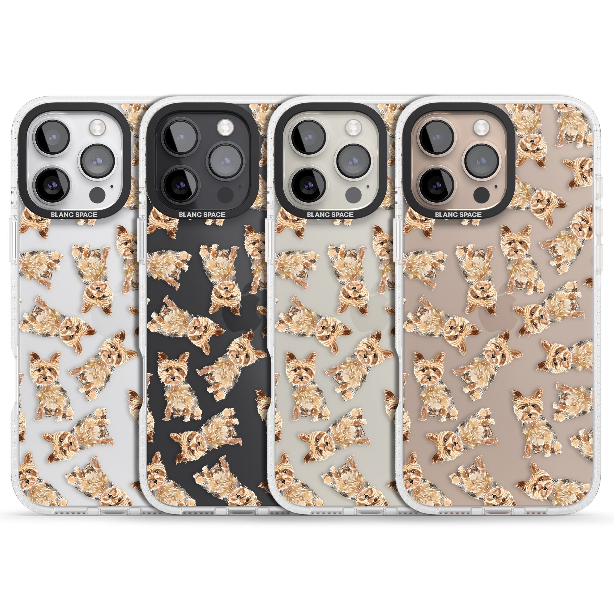 Yorkshire Terrier Watercolour Dog Pattern iPhone 16 Pro Max / 16 Pro Clear Case Impact Air - Blanc Space