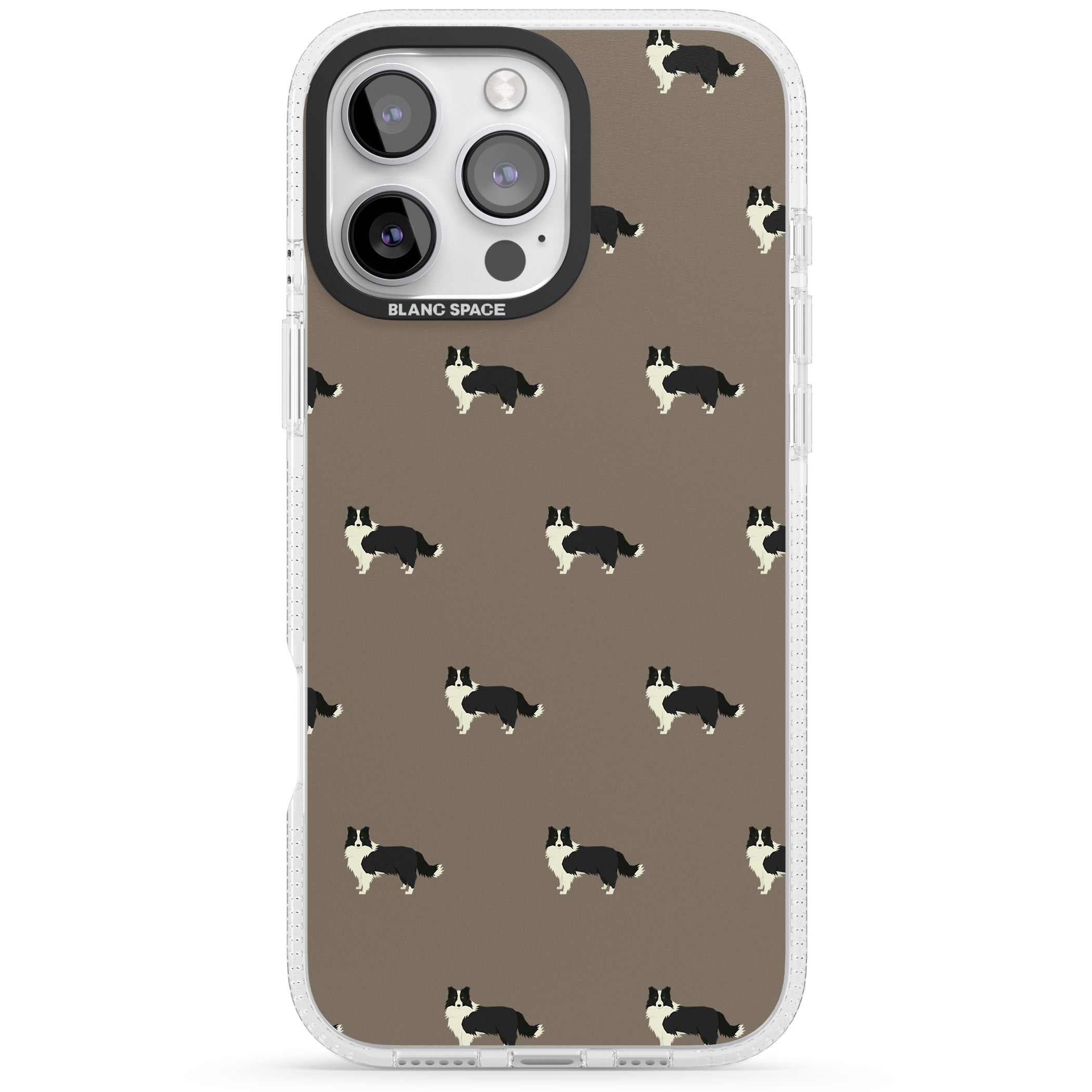 Border Collie Dog Pattern iPhone 16 Pro Max / 16 Pro Clear Case Impact Air - Blanc Space