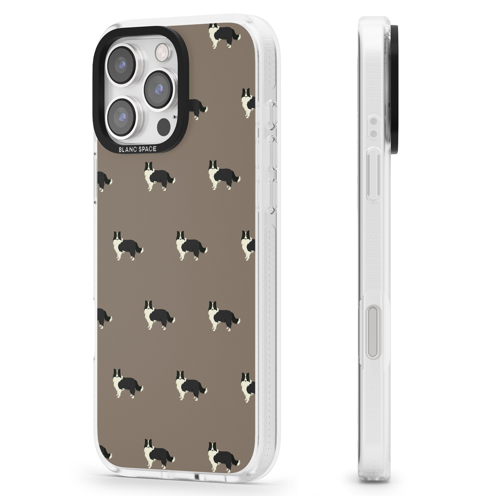 Border Collie Dog Pattern iPhone 16 Pro Max / 16 Pro Clear Case Impact Air - Blanc Space
