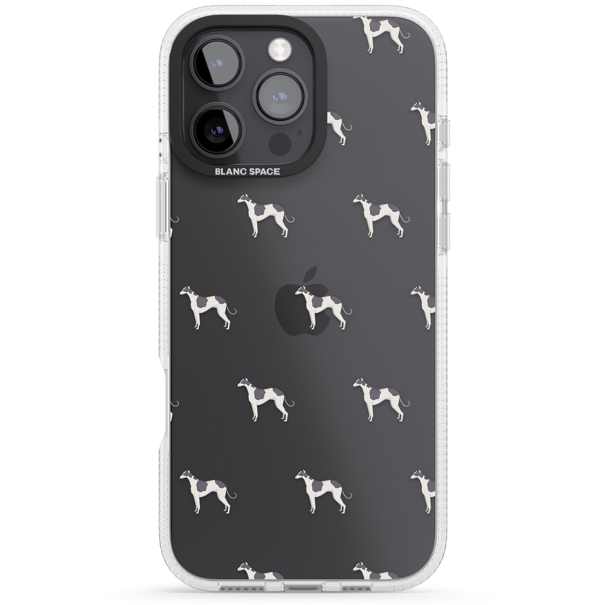 Greyhound Dog Pattern Clear iPhone 16 Pro Max / 16 Pro Clear Case Impact Air - Blanc Space