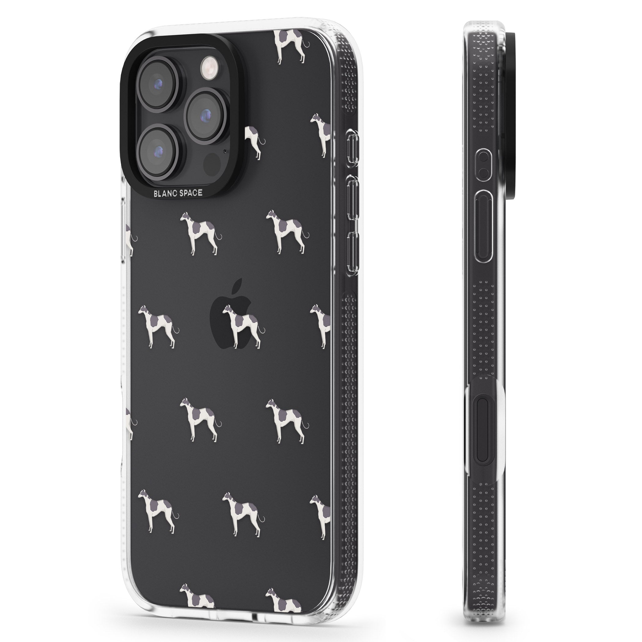 Greyhound Dog Pattern Clear iPhone 16 Pro Max / 16 Pro Clear Case Impact Air - Blanc Space