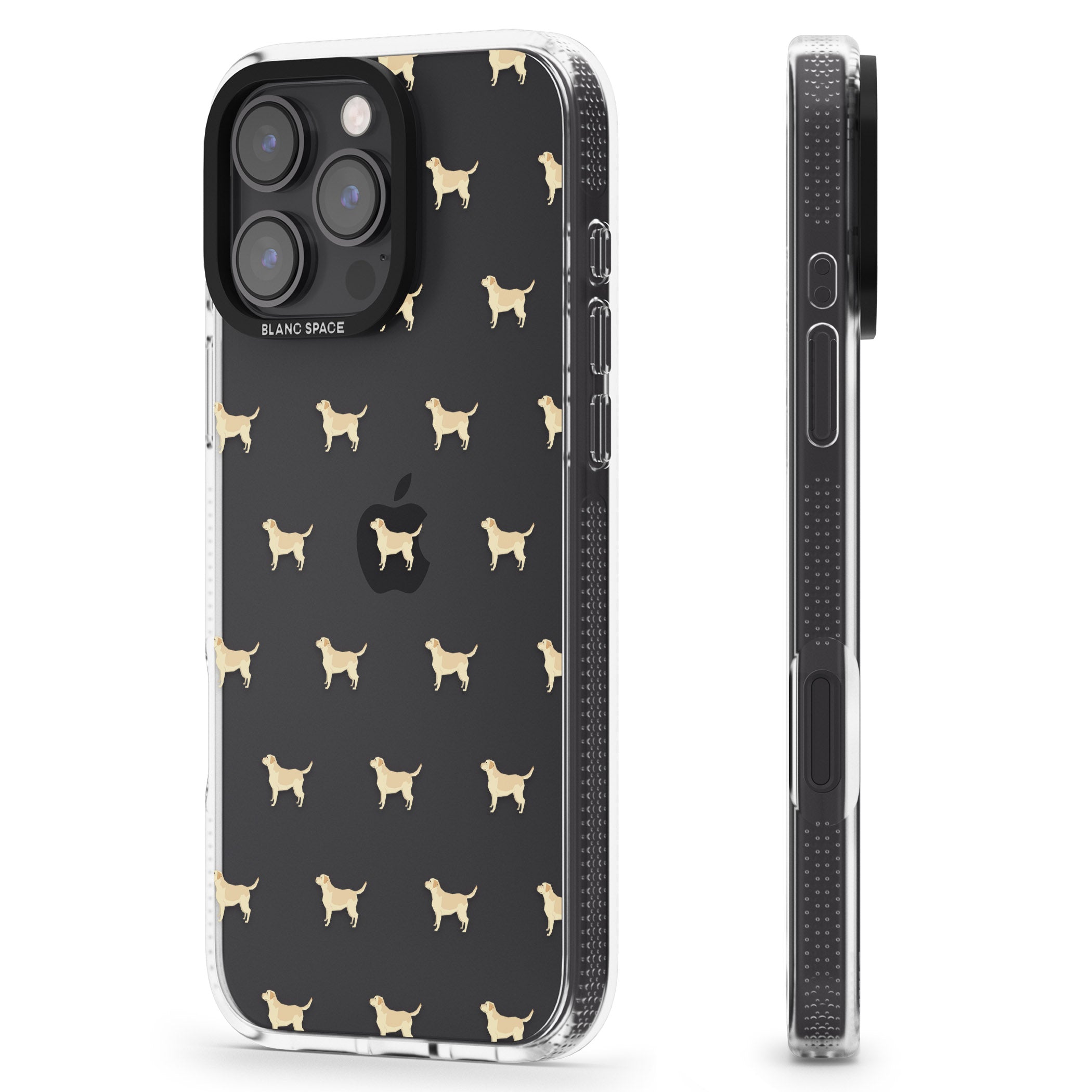 Tan Labrador Dog Pattern Clear iPhone 16 Pro Max / 16 Pro Clear Case Impact Air - Blanc Space