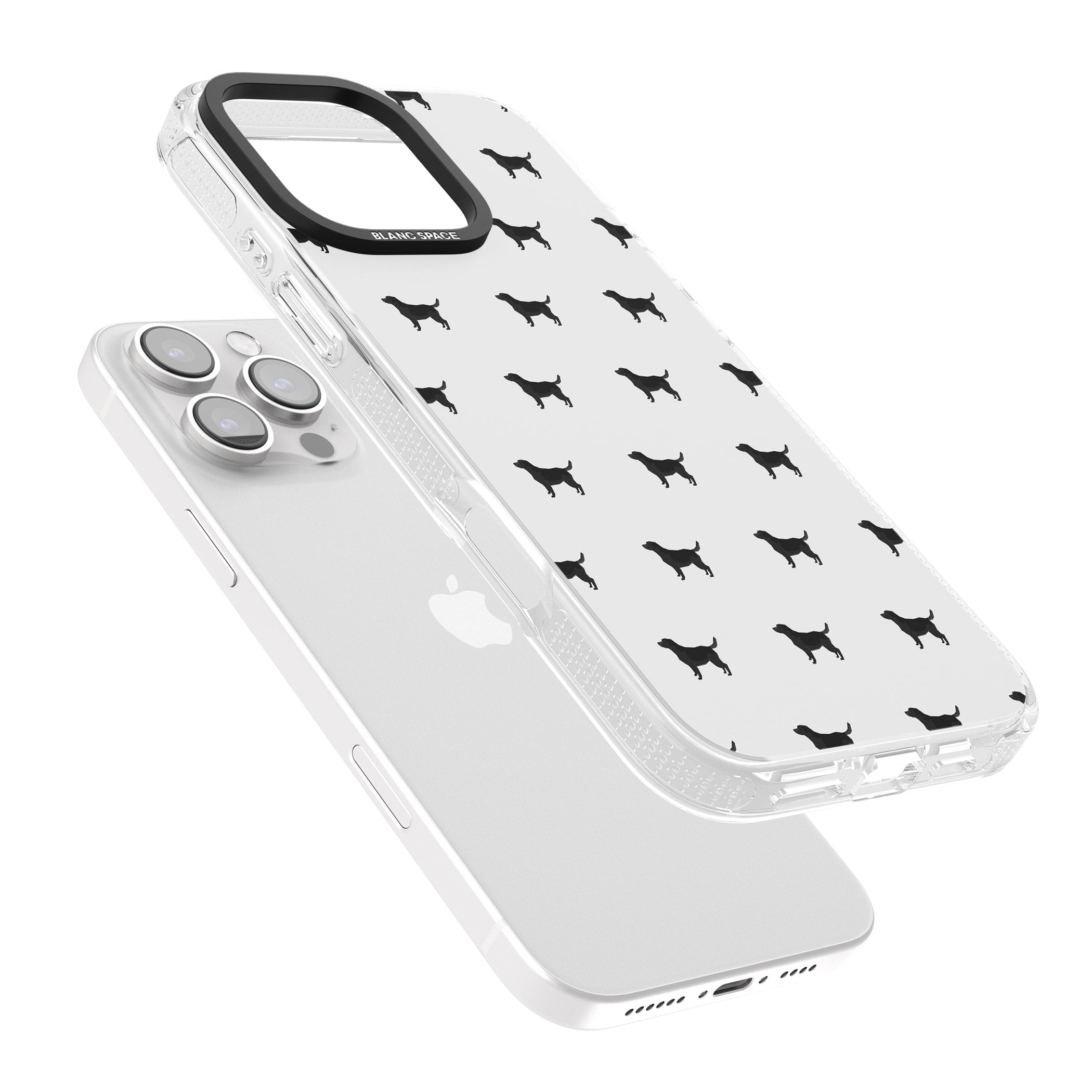 Black Labrador Dog Pattern iPhone 16 Pro Max / 16 Pro Clear Case Impact Air - Blanc Space